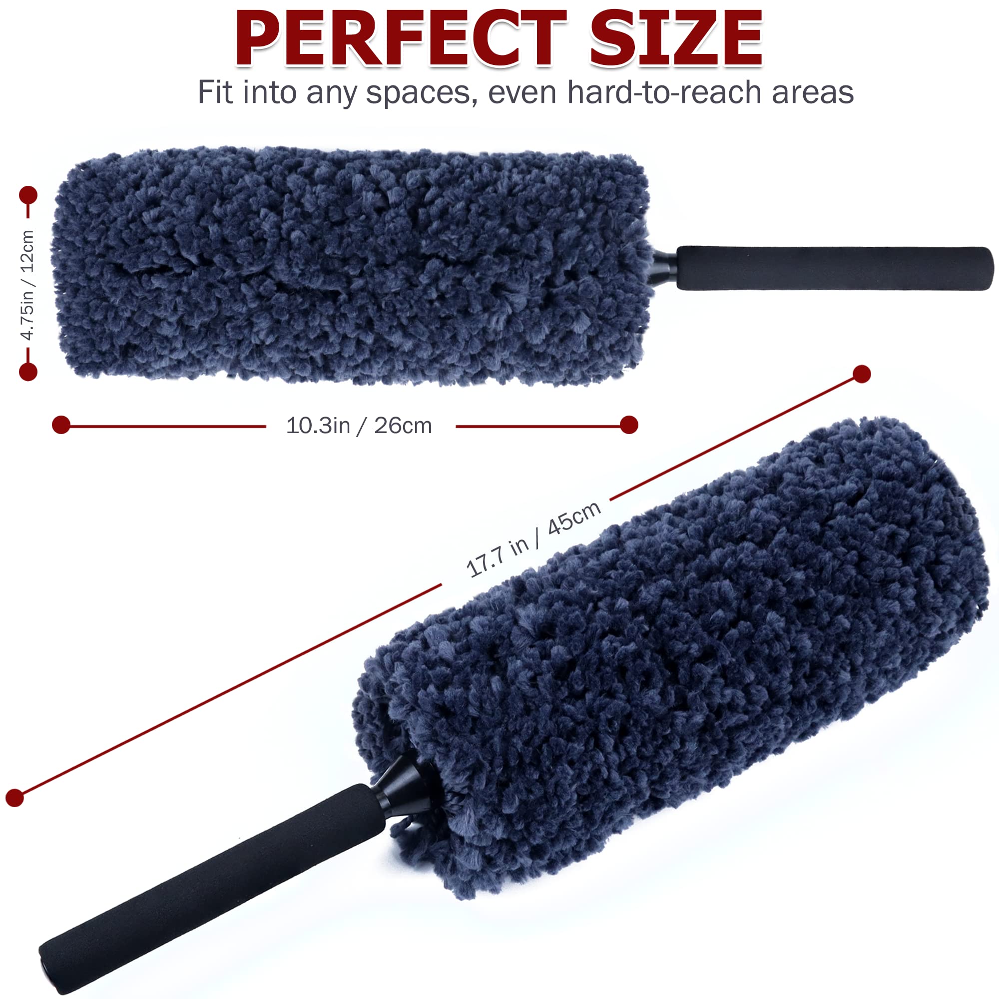 Takavu Car Duster Interior - Double-Sided Microfiber With Comfort Handle - Lint & Scratch-Free Cleaning For Cars, Trucks, Rvs (I