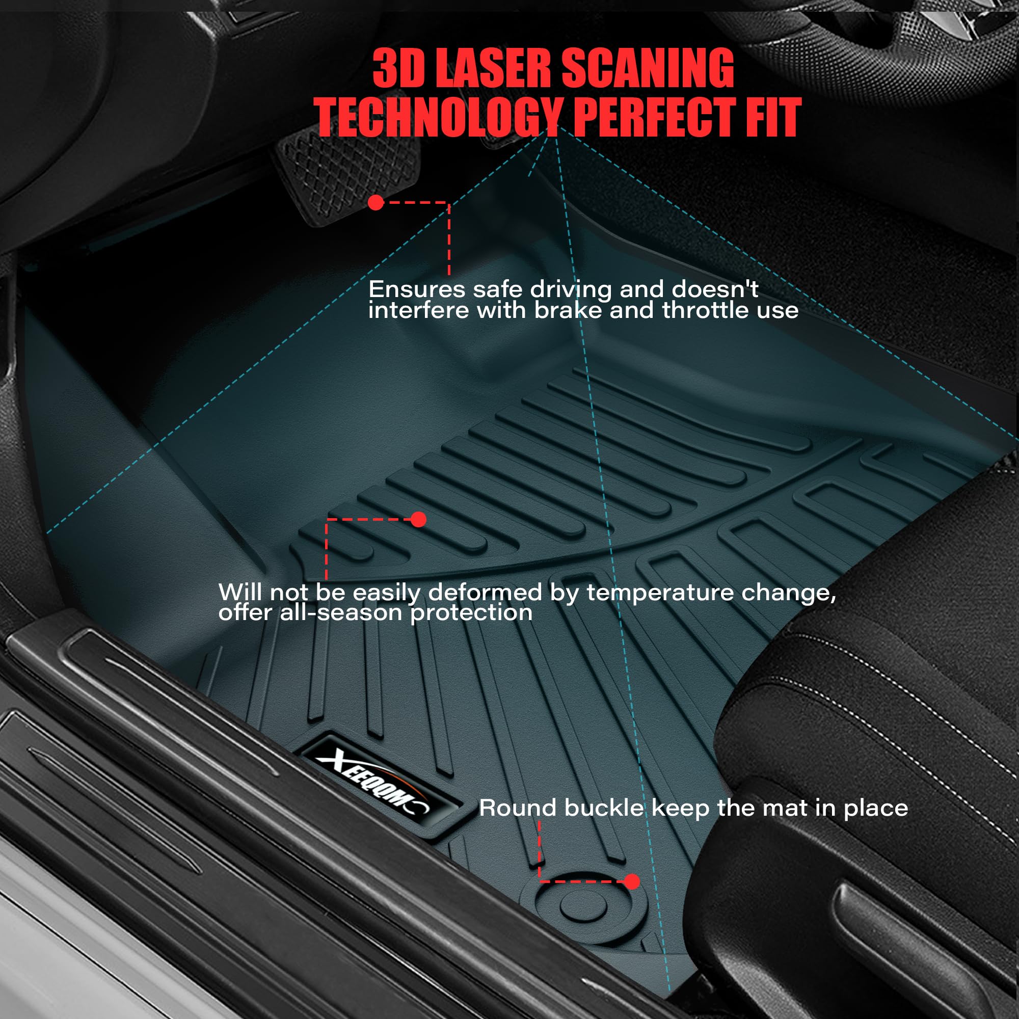 XEEQQMO All Weather Floor Mats for 2025 Chevy Equinox - TPE Protection Liners for 1st & 2nd Row, Model XQJD-45