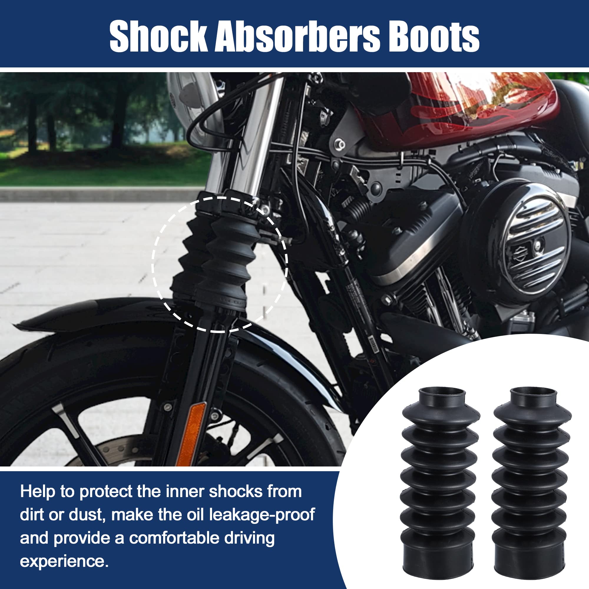 X AUTOHAUX 2 Pcs Motorcycle Front Fork Guards Covers Shock Absorbers Boots 39mm Universal for Harley Sportster XL883 1200 for AT