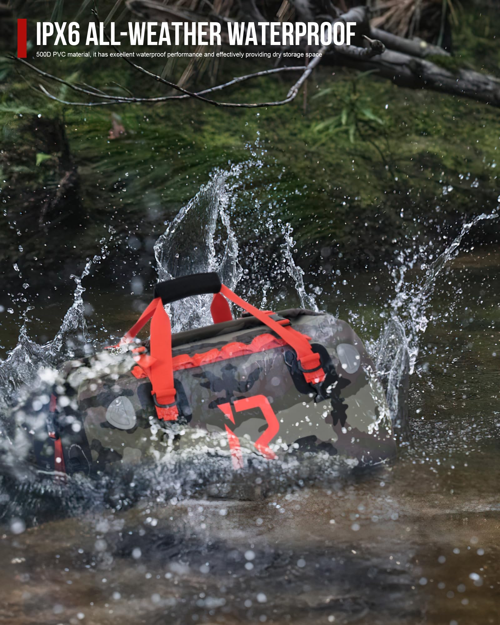 Borleni Waterproof Motorcycle Dry Duffel Bag Luggage Tail Bag With Large Storage Space,Roll Top Closure, Shoulder Straps, Inner