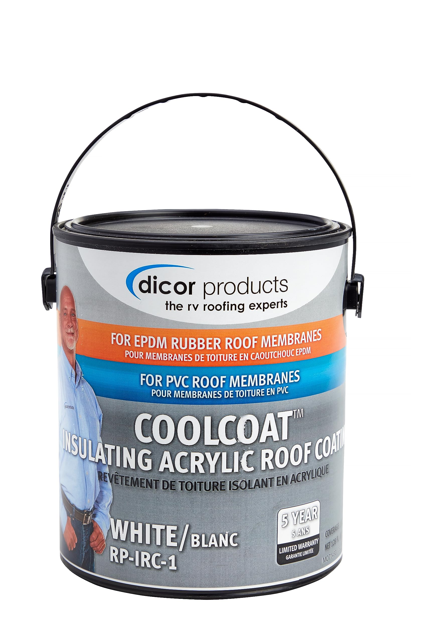 Dicor Rp-Irc-1 Coolcoat Roof Coating - White, High-Performance Formula, 1 Gallon