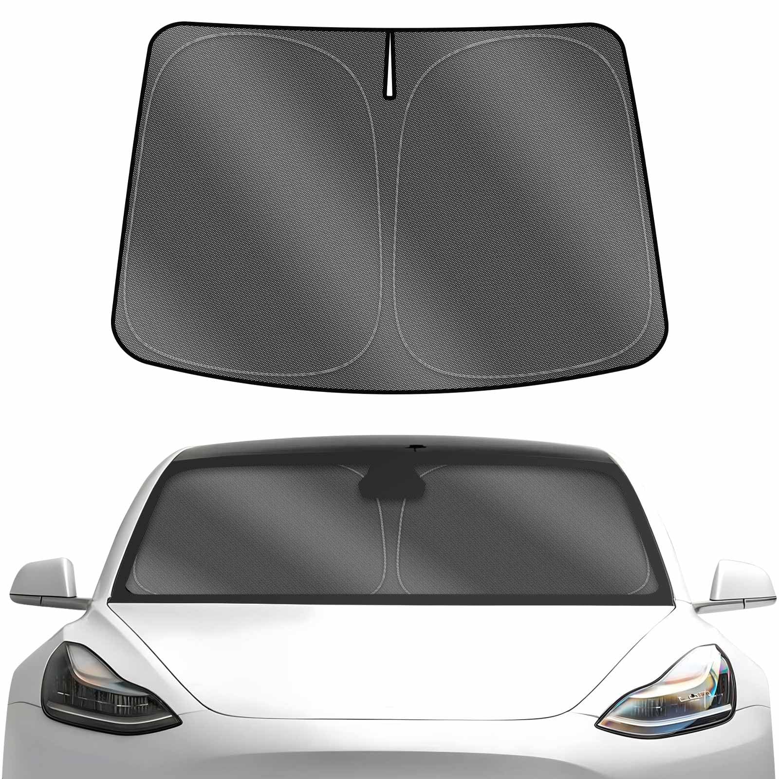 Karltys Sunshade For Tesla Model 3 2017-2023 Accessories Windshield Sun Shade Thick 240T Reflective Polyester Front Window Cover