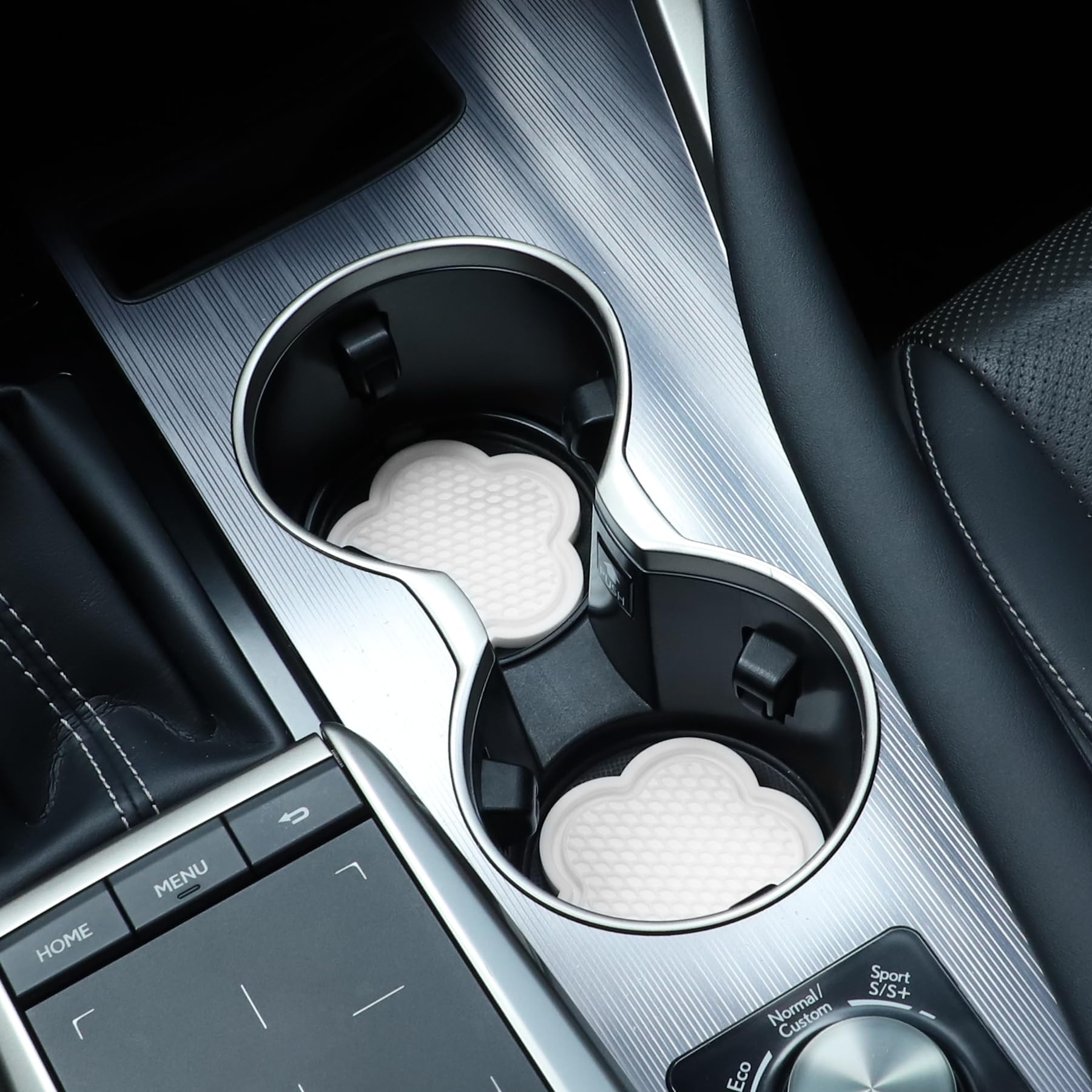 GaRhomxy Universal Non-Slip Cup Coaster, 4pcs Flower Shaped, Crystal White Interior Car Accessories