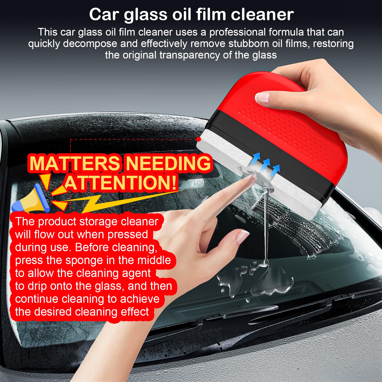 RXDTGYI Automotive Oil Film Cleaning Brush, Car Glass Oil Film Cleaner, Car Windshield Oil Film Cleaner, Prevents Rain And Fog C