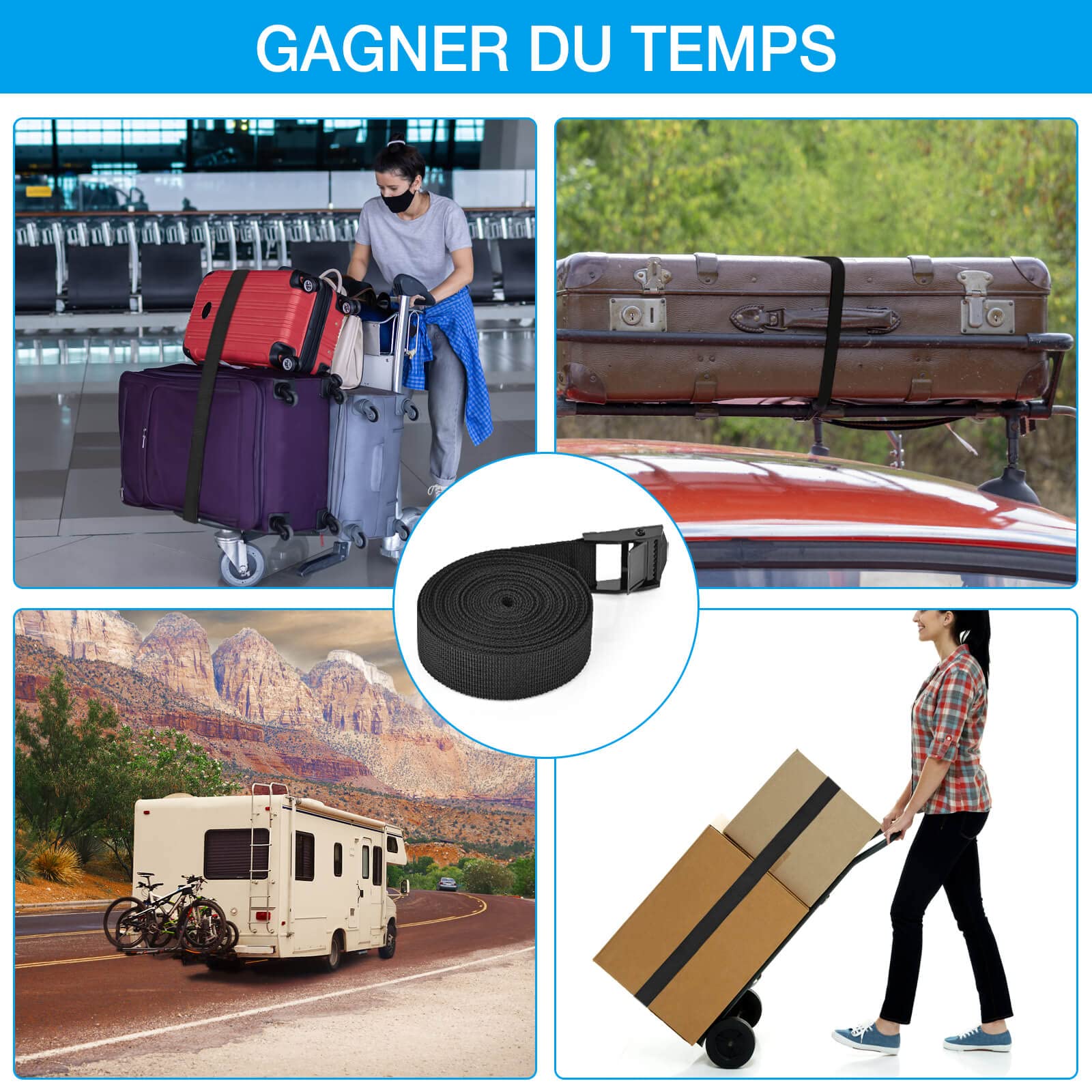 Kshineni Tie Down Straps 4 Pcs Lashing Strap 13.1' X 1 Adjustable Heavy Duty Cam Buckle Cinch Straps For Cargo, Trucks, Luggage, Trailer, Motorcycle (Black)