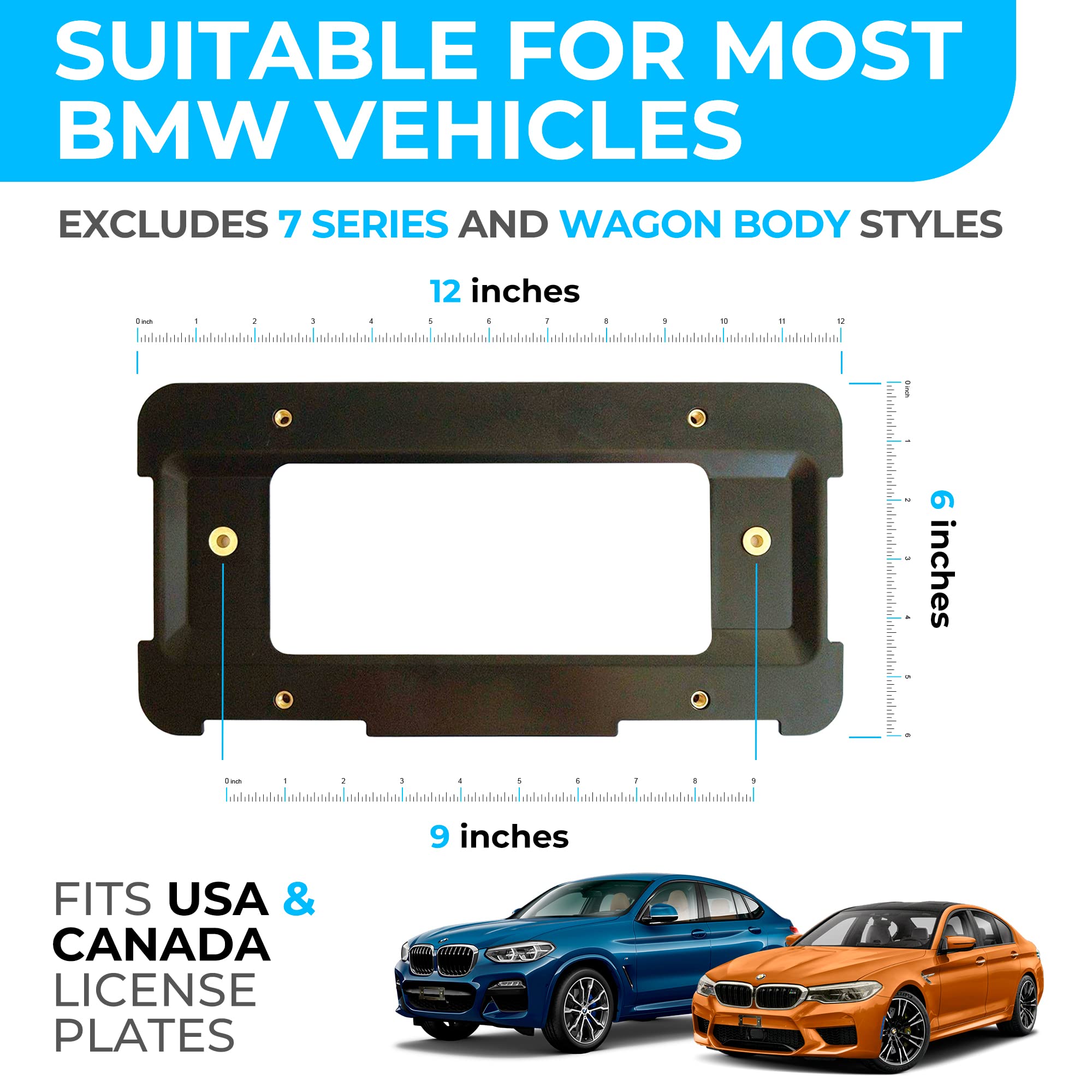 Tn Trunknets Inc Rear Bumper License Plate Bracket For Bmw 2000-2024, Plate Holder Set W 6 Screw Bolts & Wrench Kit, License Tag