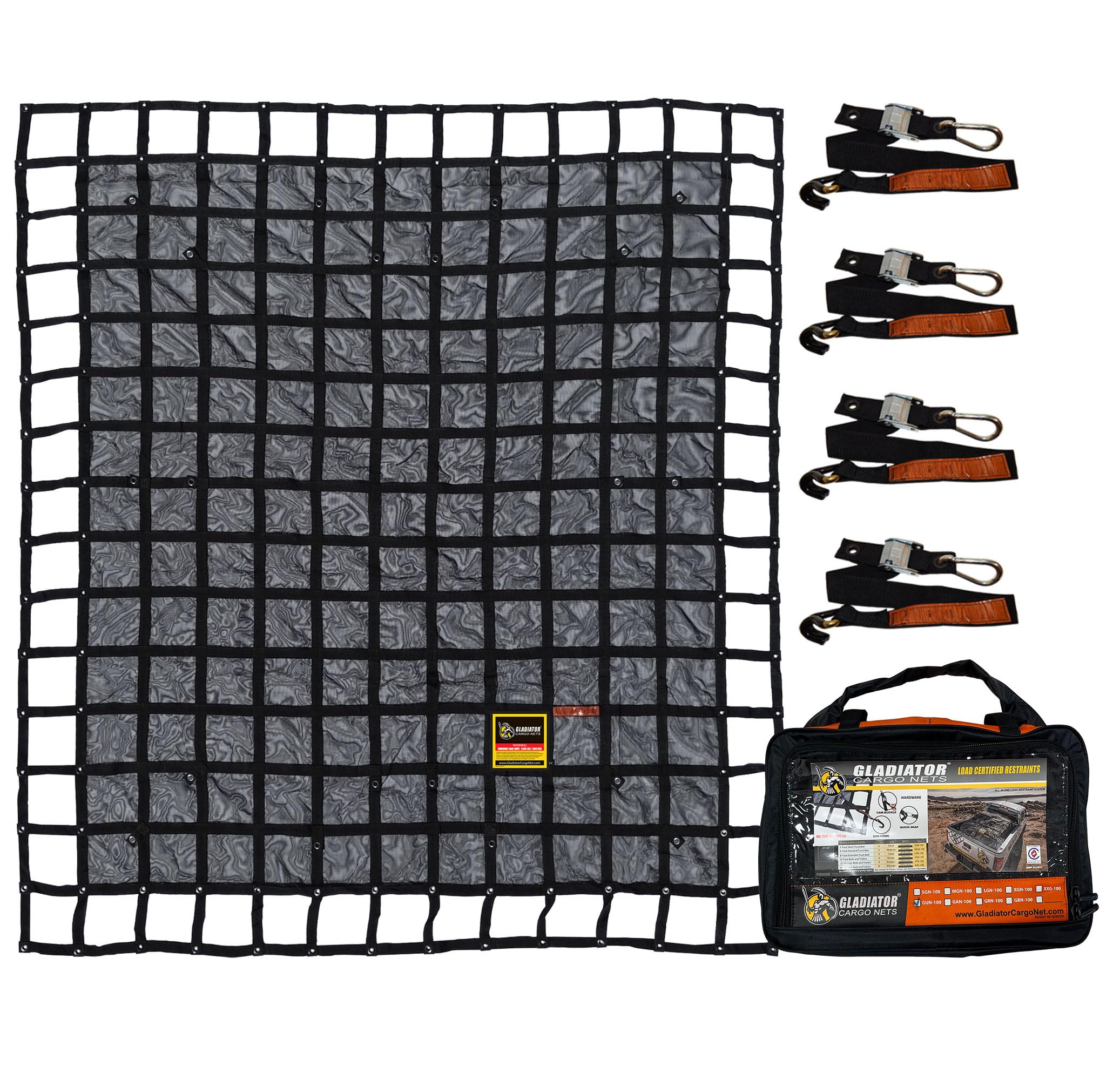 Gladiator Cargo Nets - Heavy Duty Truck Cargo Net-Trcuk Organizer-Truck Bed Cover- Large- Perfect For Trailer, Pickup, Boat, Jeep, Suv, Camping, Hunting-(Wll): 1,500 Lbs (Lgn-100) 8.75' X 10' Ft.