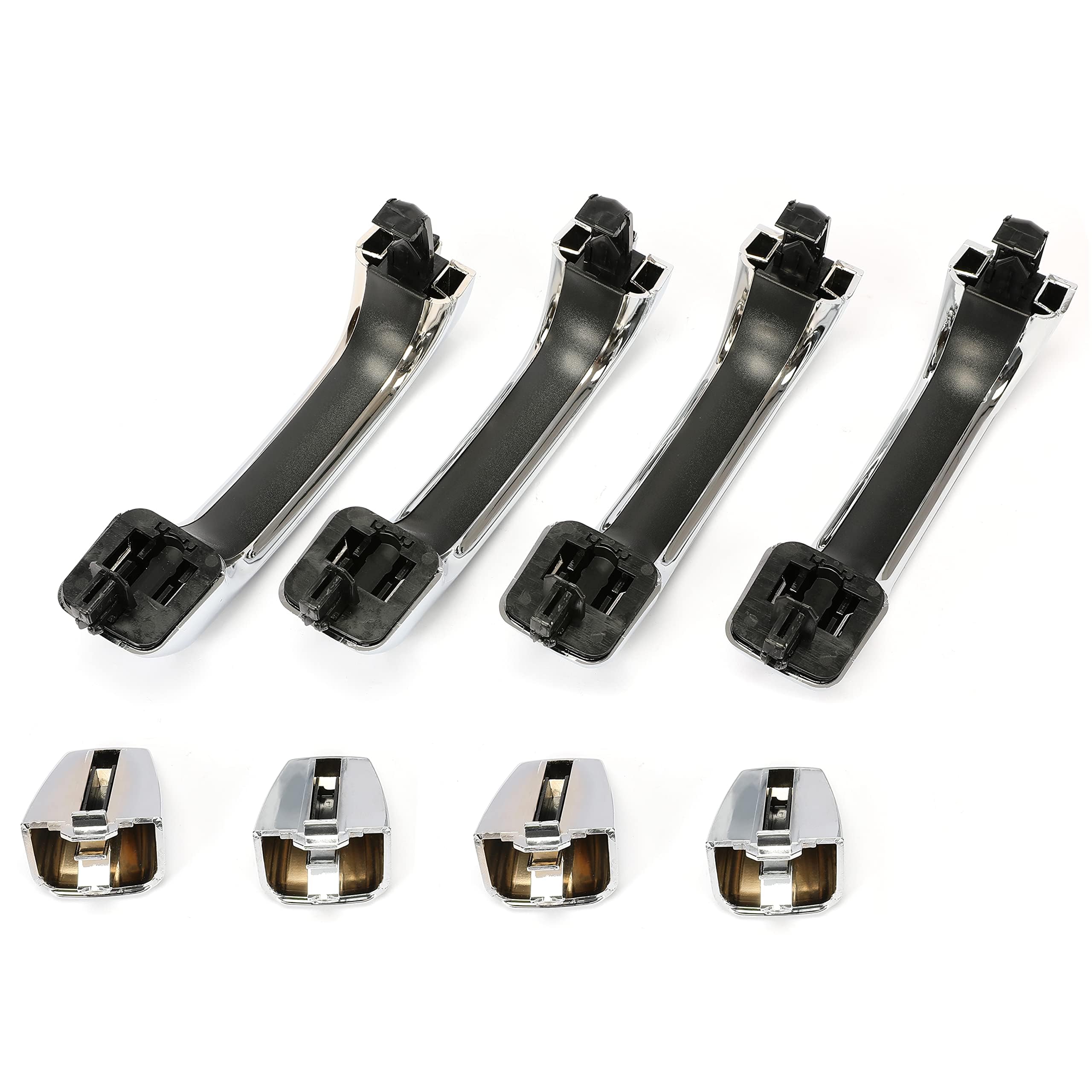 ECOTRIC Exterior Door Handle W/Cap Replacement Compatible with 2006-2010 Hummer H3 & 2008-2010 Alpha & 2007-2009 H3 X & 2009-2010 H3T Replacement Part Number 25832249 FDH010179 Set of 4 Silvery