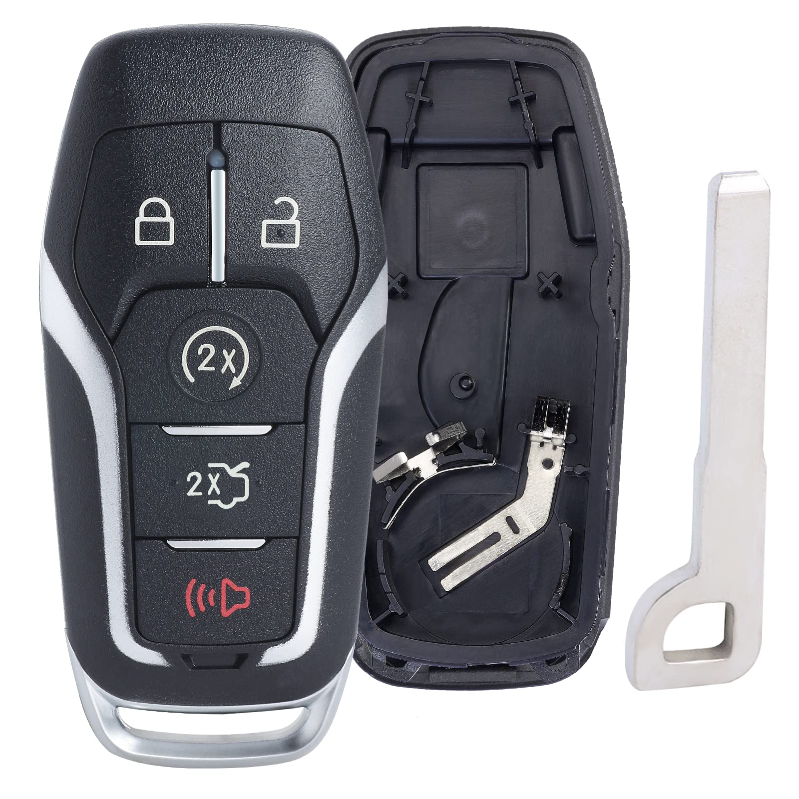 Keymall Remote Key Fob Case Shell Cover Replacement For Ford Edge/Explorer/Fusion/Mustang For Lincoln Mkz/Mkc/Mkx(Fcc Id:M3N-A2C31243300 P/N:164-R7989) 5 Buttons,Just A Key Shell