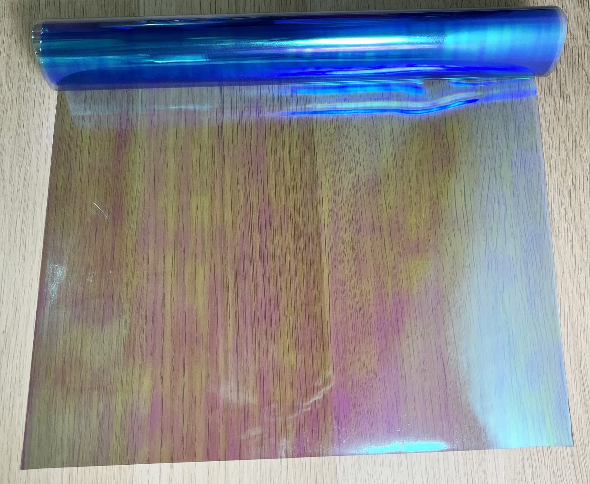 Lzlrun 12 By 48 Inches Self Adhesive Auto Car Tint Chrome Chameleon Headlight Taillight Fog Light Vinyl Smoke Film Sheet Sticker Cover (Chameleon Light Blue)