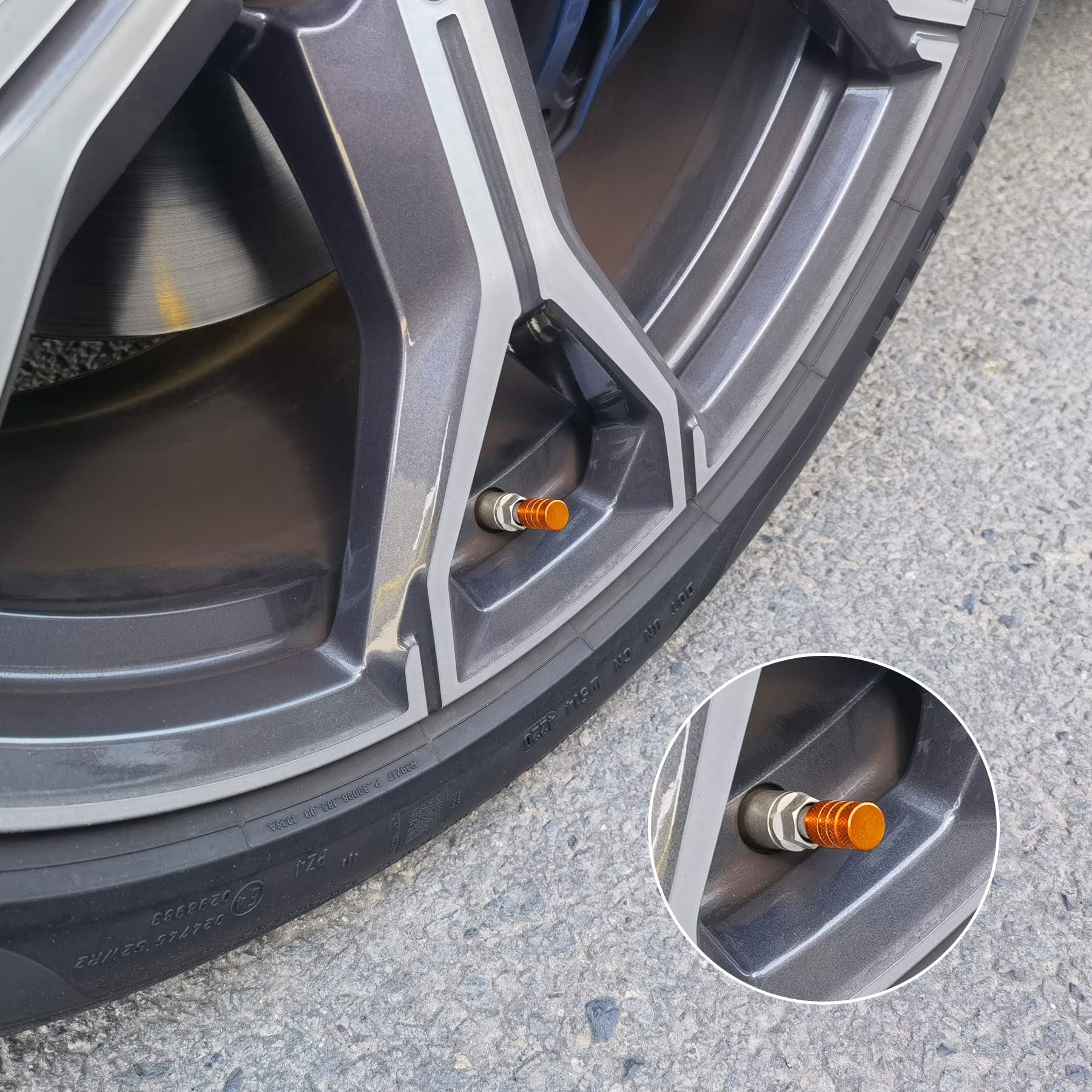 Singaro 12Pcs Tire Valve Stem Caps, Car Exterior Accessories, Aluminum Alloy Valve Cover Universal For Cars, Trucks, Motorcycles And Bicycles (Orange)