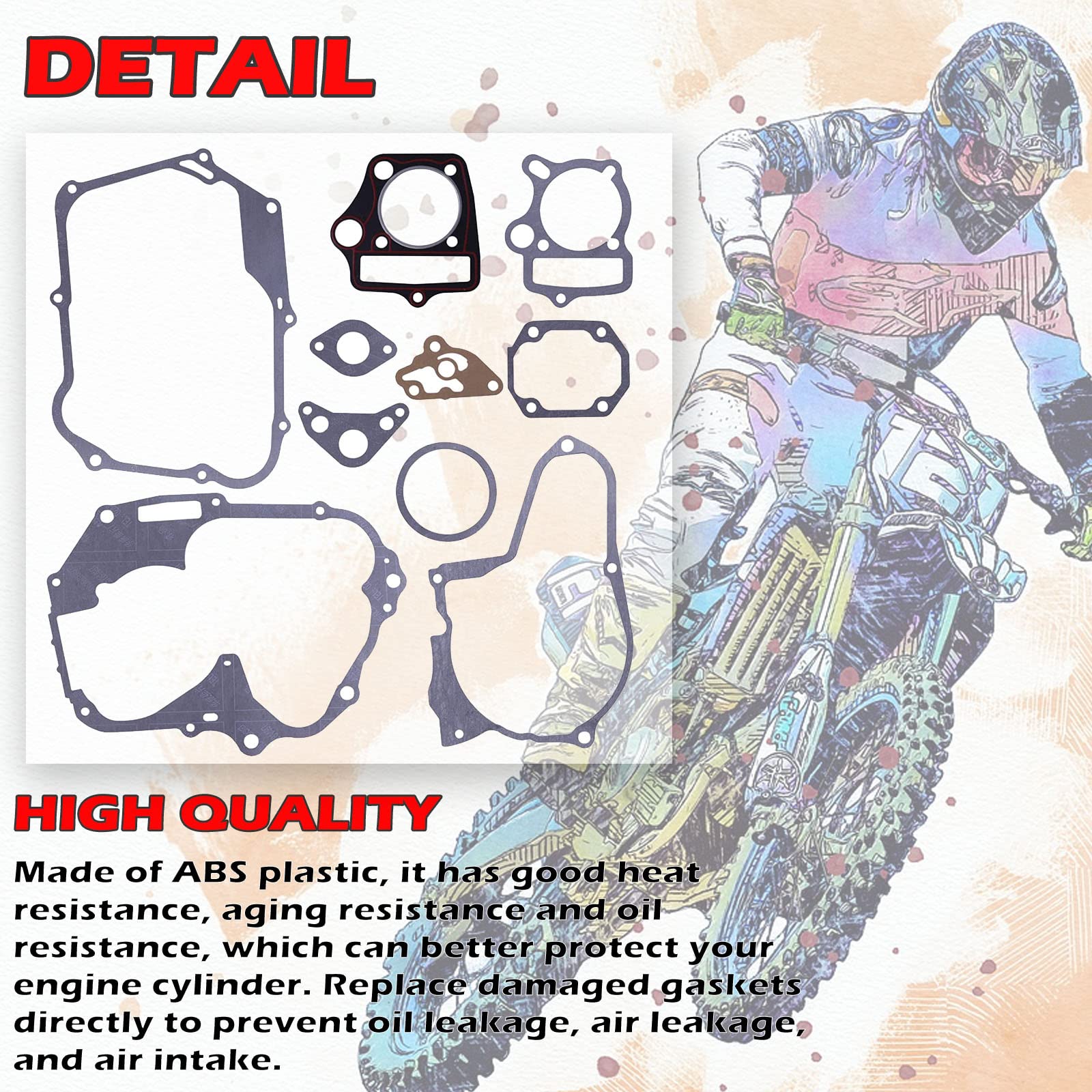 Engine Head Cylinder Stator Clutch Intake Gasket Set Compatible For 50Cc 70Cc 90Cc 110Cc 125Cc Chinese Atvs, Dirt Bikes, Go Karts