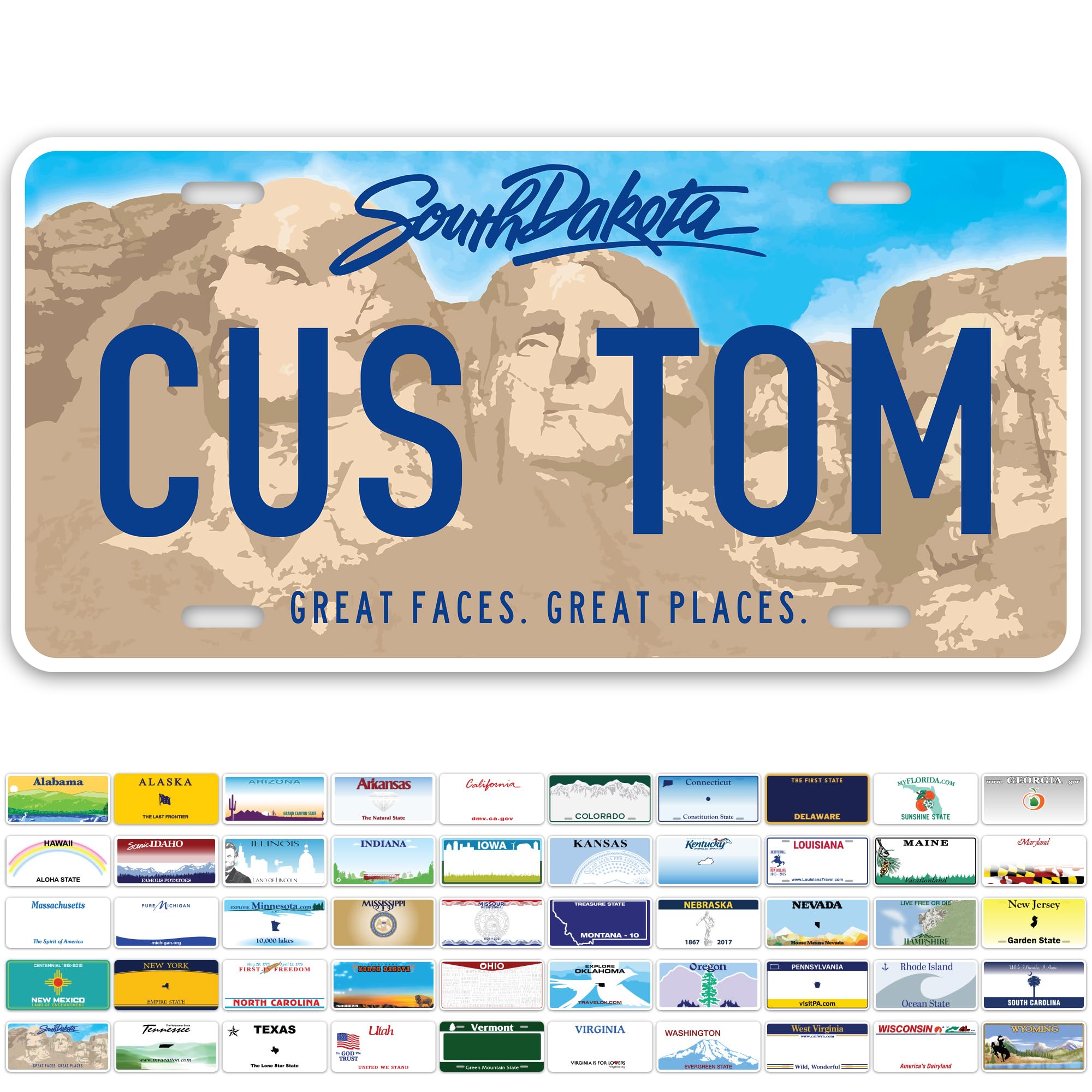 Custom South Dakota License Plate, Personalized License Plates For Car, 6X12 Inch, Rust-Free Fade Resistant Aluminum, Usa Made B