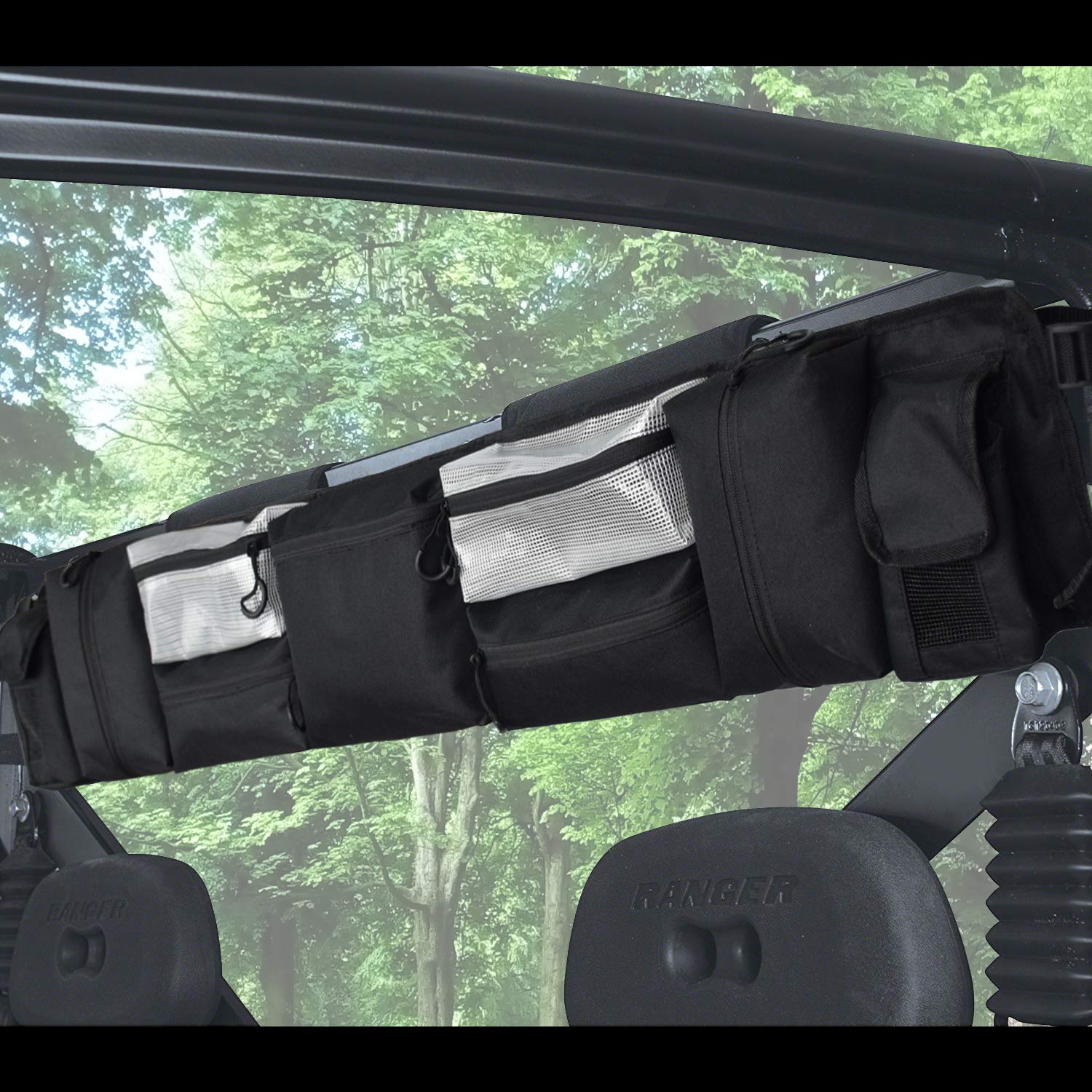 Utv Roll Cage Organizer, Universal Fits Most Full-Size Utvs For Polaris Ranger Yamaha And Kawasaki (Black)