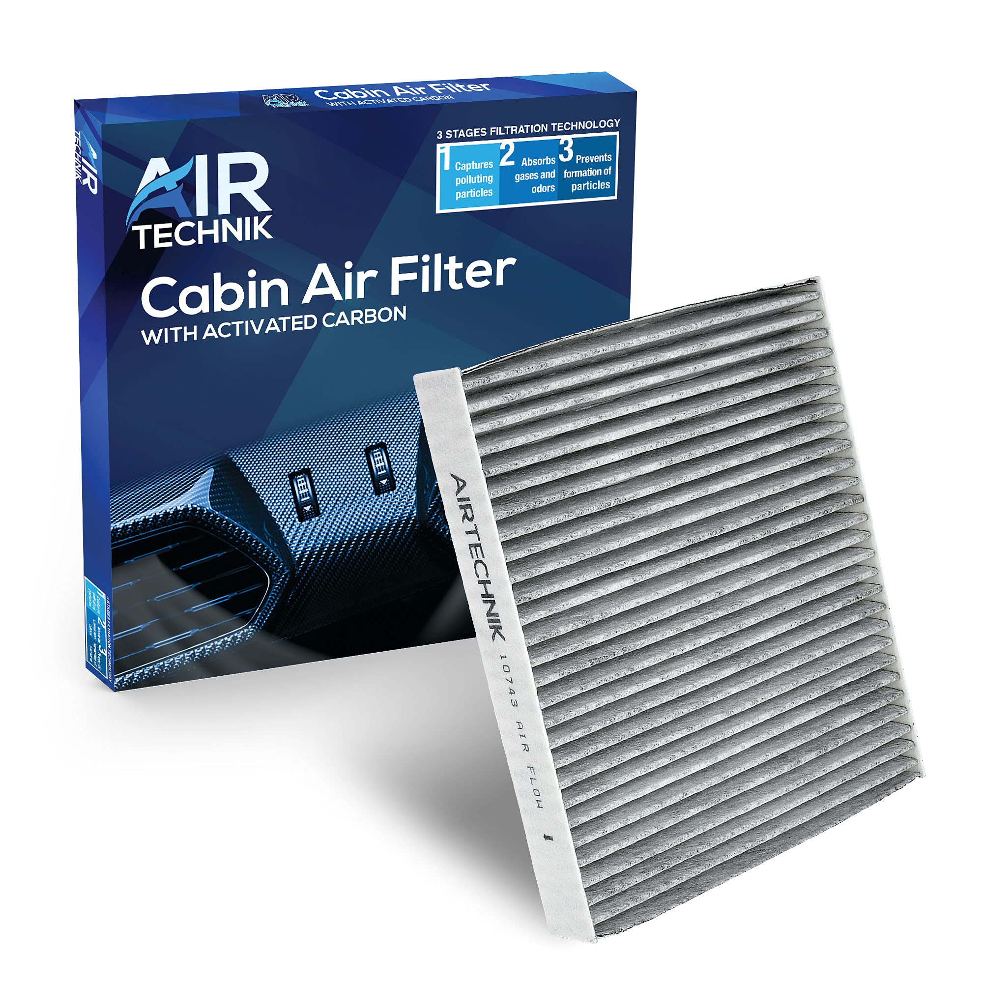 Airtechnik Cf10743 Cabin Air Filter W/Activated Carbon | Fits Select Chrysler, Dodge, Infiniti, Kenworth, Nissan, Xd, And Volksw
