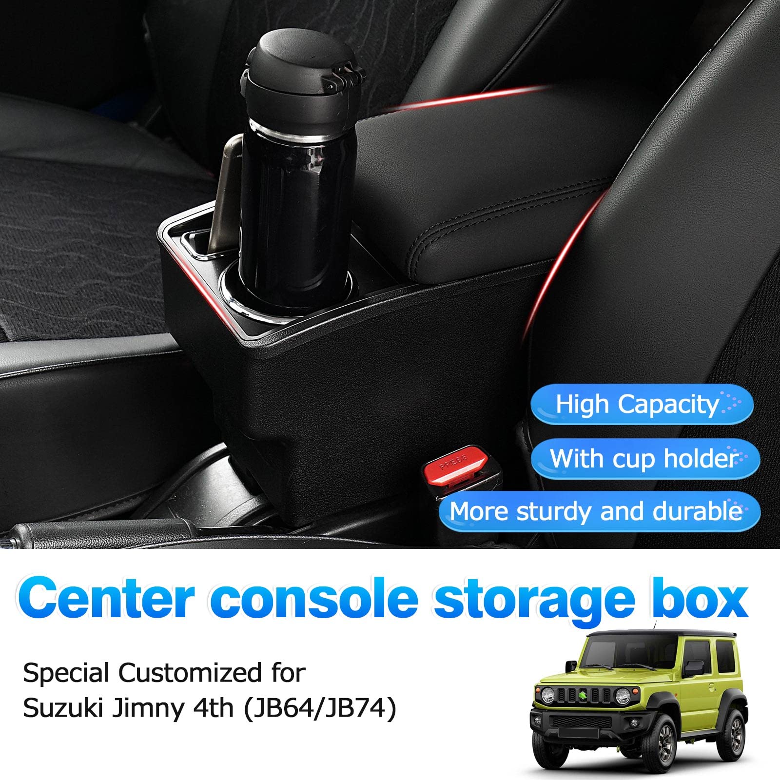 Autorder Center Console Storage Box For Suzuki Jimny Jb64W/Jb74W 2018-2025 Accessories Armrest Box Replacement With Cup Holder I