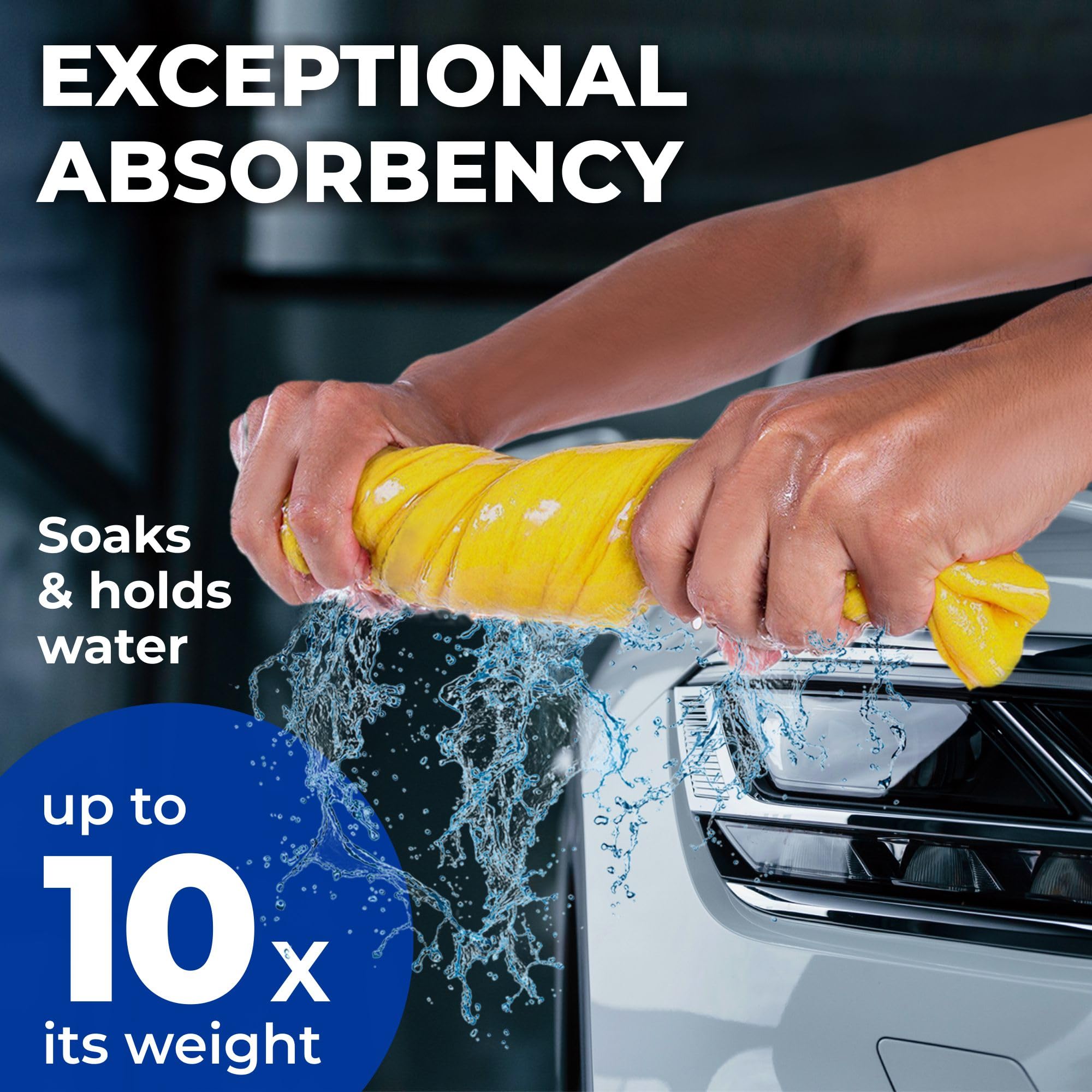 Premium Xl Shammy Towel For Car - (34   X25   ) - Super Absorbent Chamois Towel For Car - Spots And Scratch-Free Shammy Cloth Fo