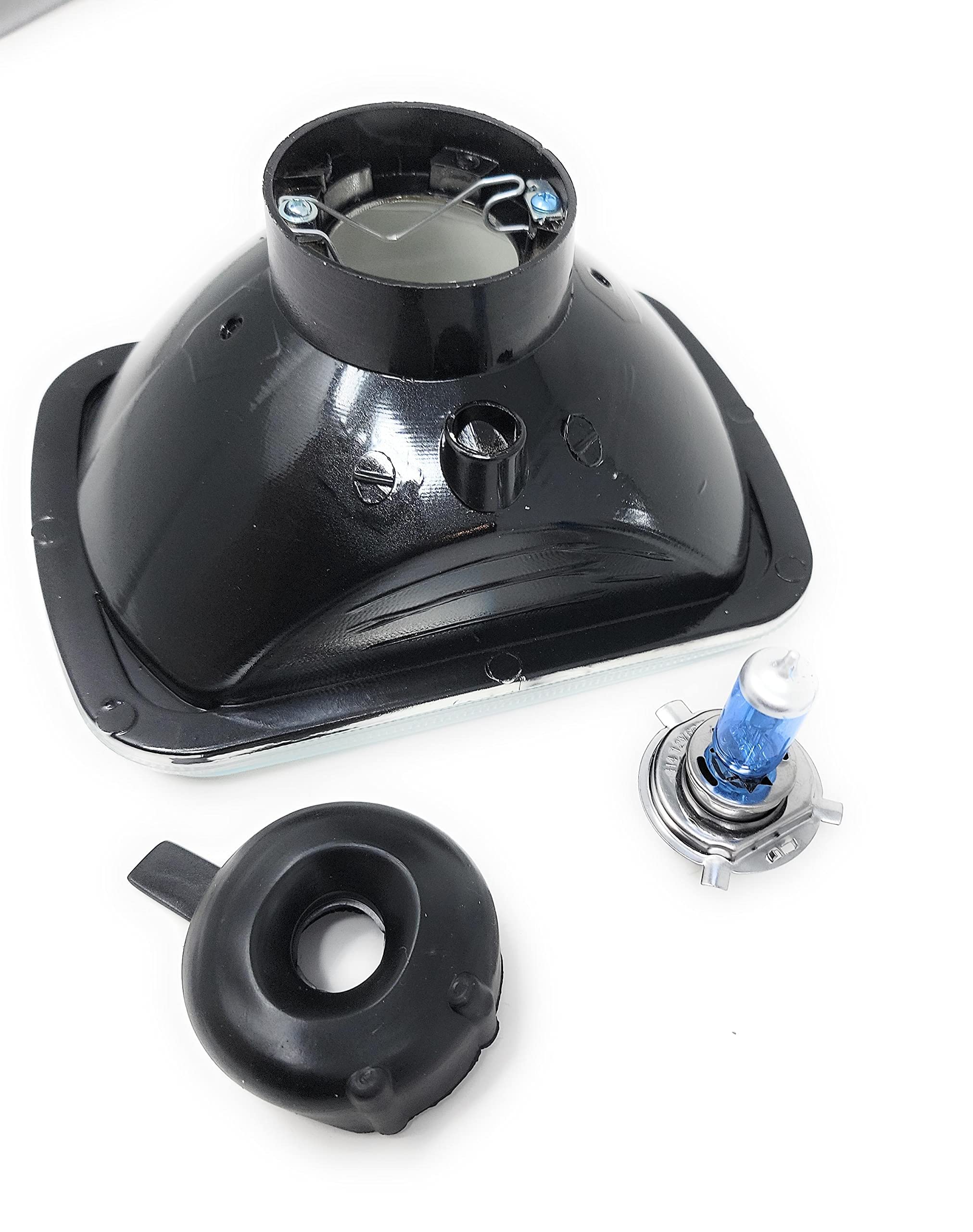 H6054 7''X6'' Chrome Housing Diamond Cut Headlights Replacement Glass H4 '' 7X6