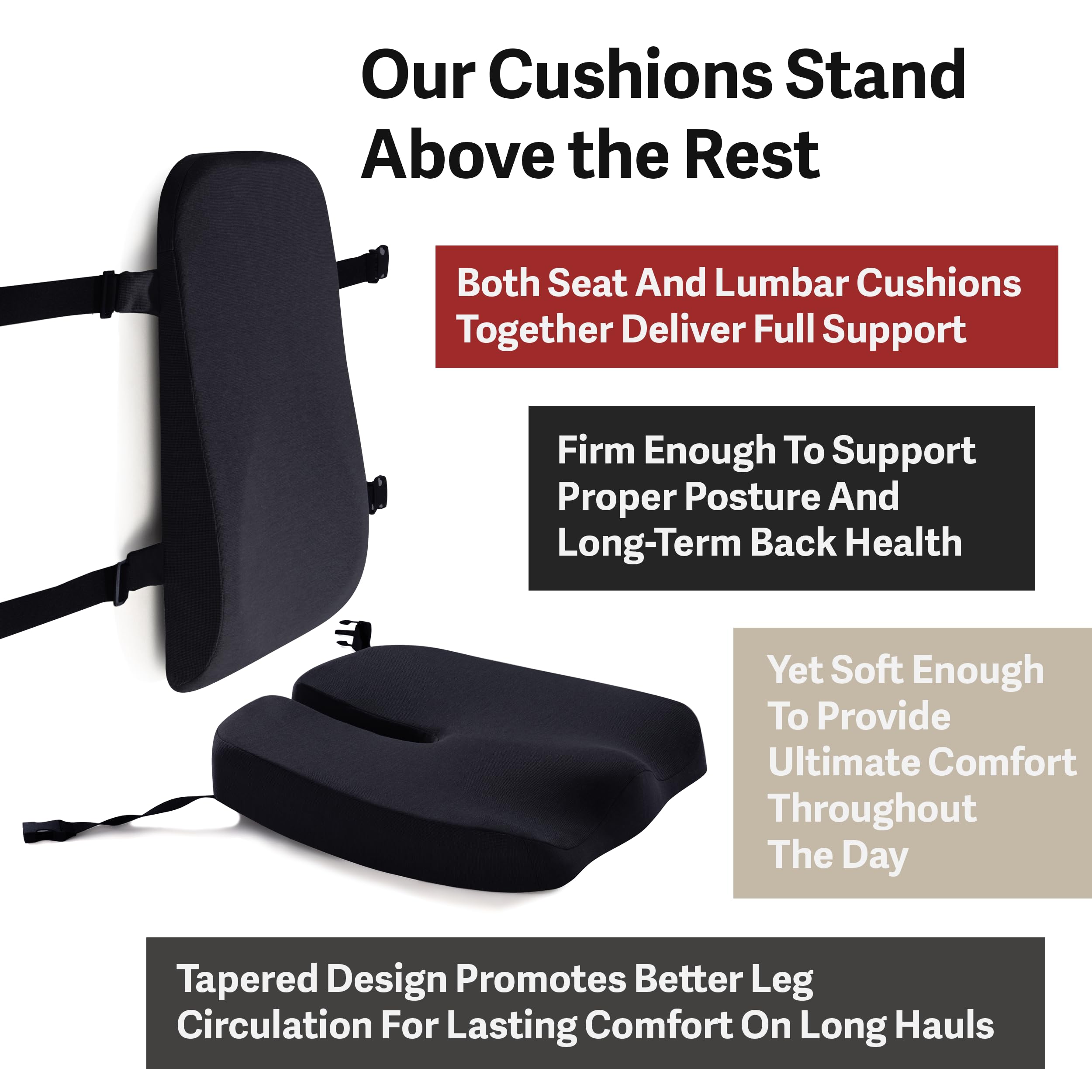 Elmara Truck Seat Cushion For Back Pain - Truck Driver Seat Cushion & Back Support - Trucker Gifts - Semi Truck Accessories For