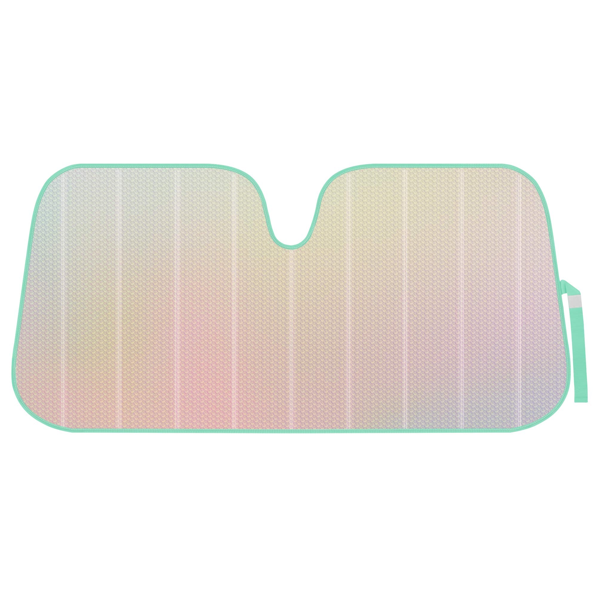 Iridescent Matte White Front Windshield Sunshade-Accordion Folding Auto Shade For Car Truck Suv-Blocks Uv Rays Sun Visor Protector-Keeps Your Vehicle Cool- 58 X 27 In