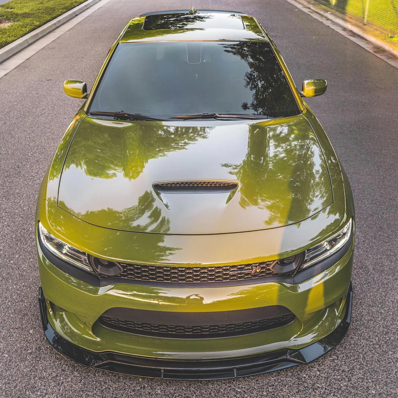 NEESPOC Front Bumper Lip Splitter for Dodge Charger SRT/RT 2015-2023, Carbon Fiber Style, ABS Plastic, 4pcs Body Kit Accessories