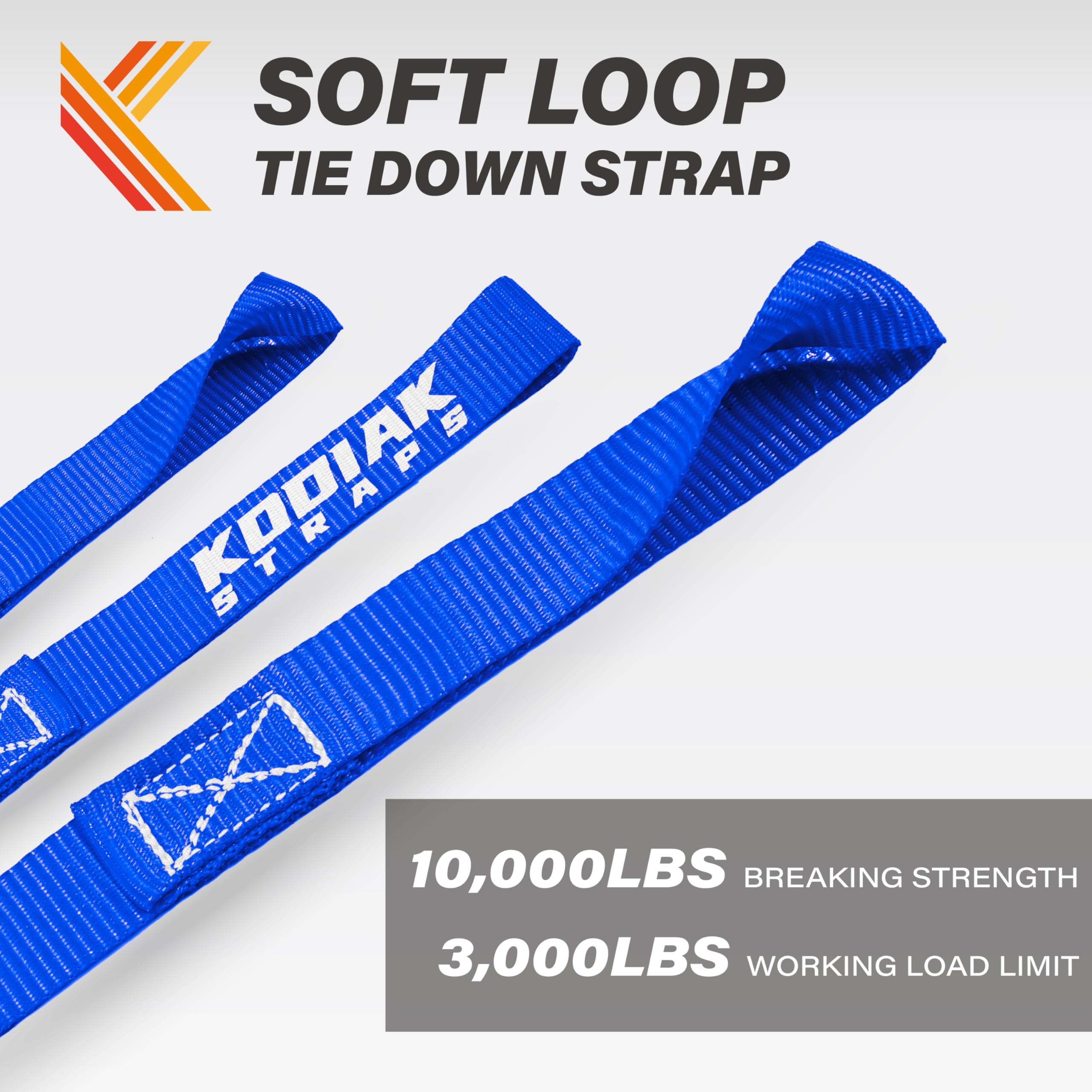 Soft Loop Tie Down Straps - 1 X 12 Inches- 4,500 Lb Load Capacity - Blue 6 Pack - Loops For Securing Atv, Utv, Motorcycles, Scoo