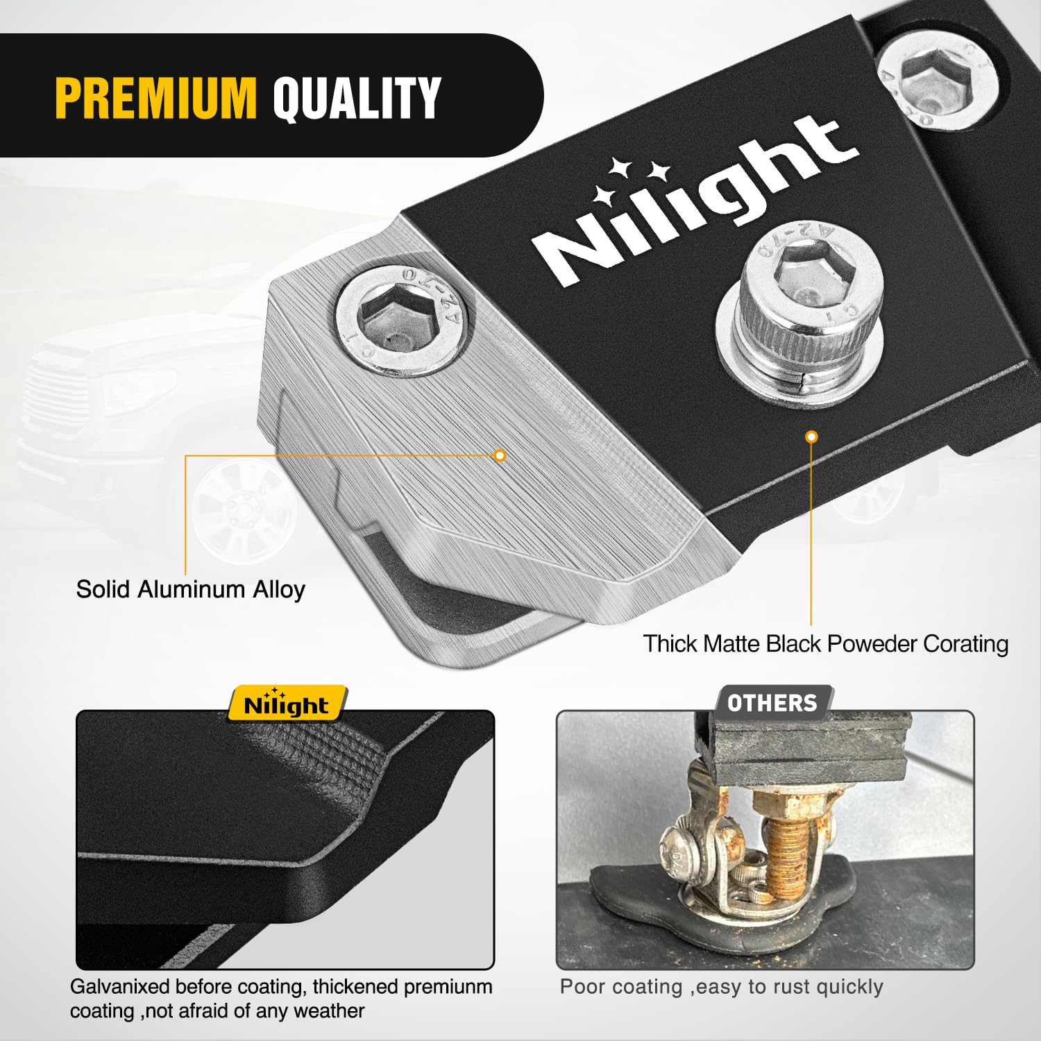 Nilight Led Light Bar Mounting Bracket 2Pcs Universal Adjustable Pillar Hood Fog Pods Work Lamp No Drilling Aluminum Mount Clamp