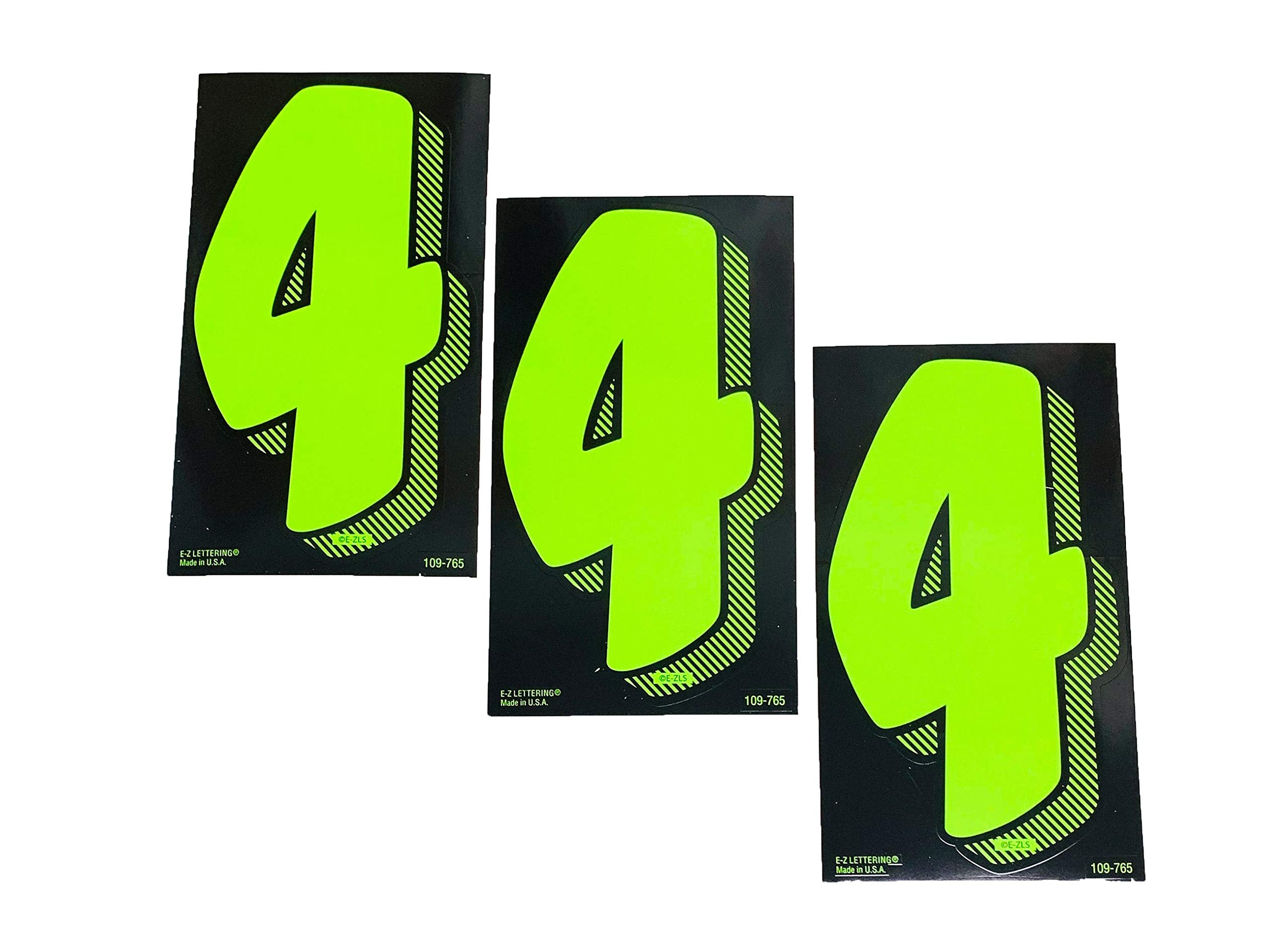 EZ Line Vinyl Decals for Cars Chartreuse Large Number Stickers Windshield Pricing Number (Number 4)