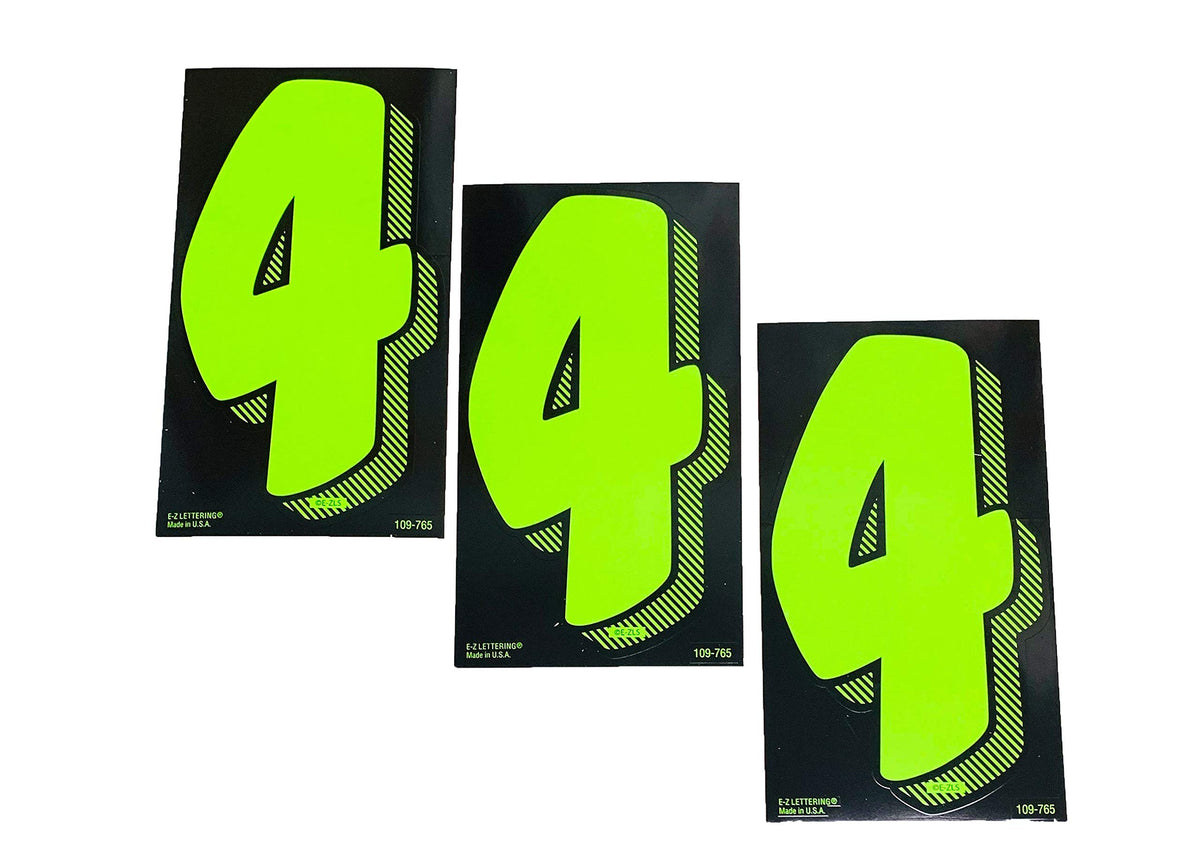 EZ Line Vinyl Decals for Cars Chartreuse Large Number Stickers Windshield Pricing Number (Number 4)