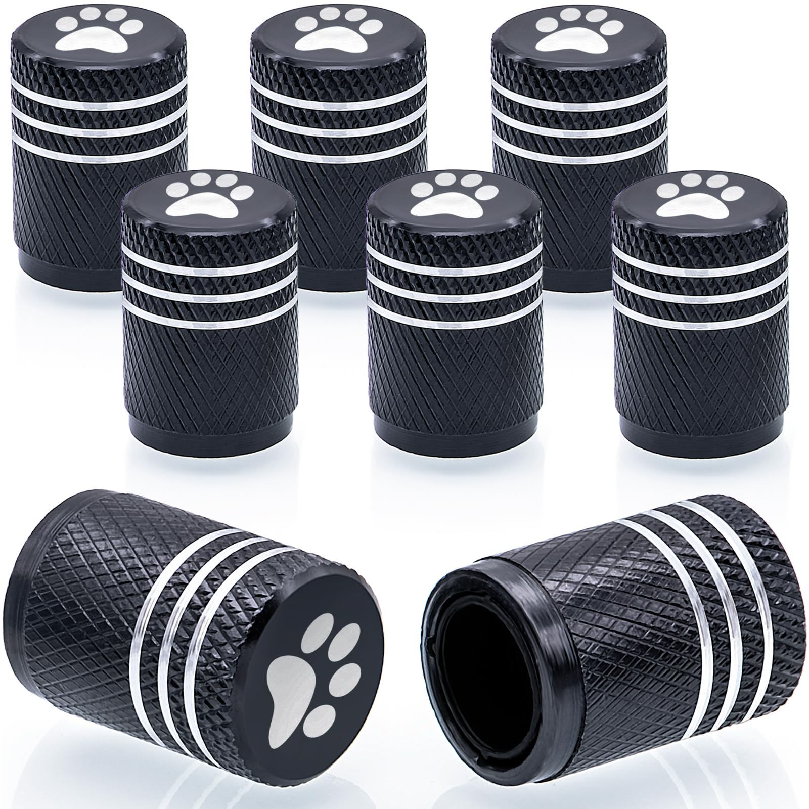 Meajoo 8Pcs Cat Dog Paw Tire Valve Stem Caps, Aluminum Air Caps Cover, With Plastic Liner Corrosion Resistant Leak-Proof, Univer