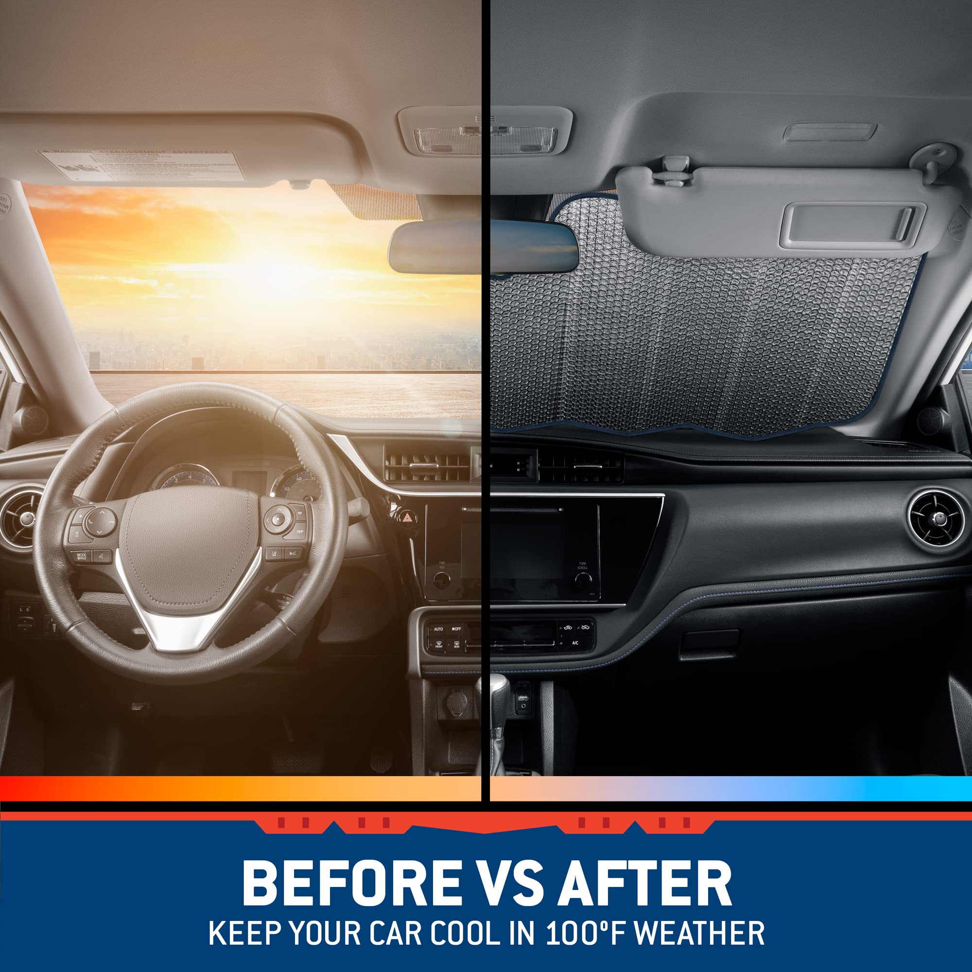 BDK Warner Bros DC Comics New Superman 2022 Car Accessories, Accordion Folding Windshield Sun Shade, UV Block Double Bubble Car Window Shades, 58 x 27 in, Keeps Vehicle Cool, Protects from Sun Damage