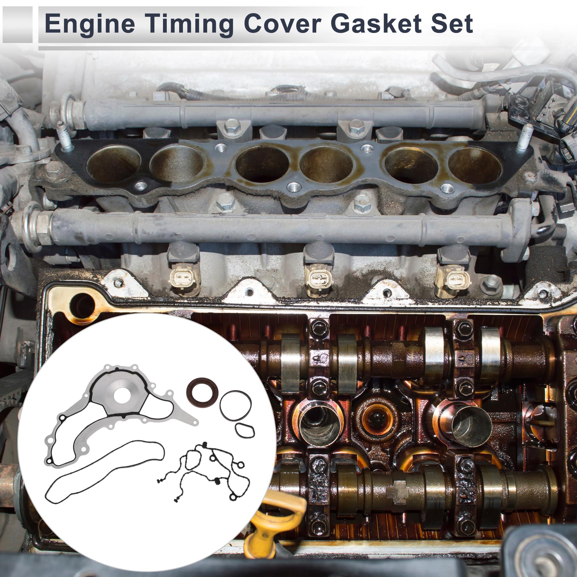 RATCHROLL Engine Timing Cover Gasket Set for Dodge Challenger 2011-2016 3.6L 3.2L Long-lasting Sealing Chain Case Cover Gasket R