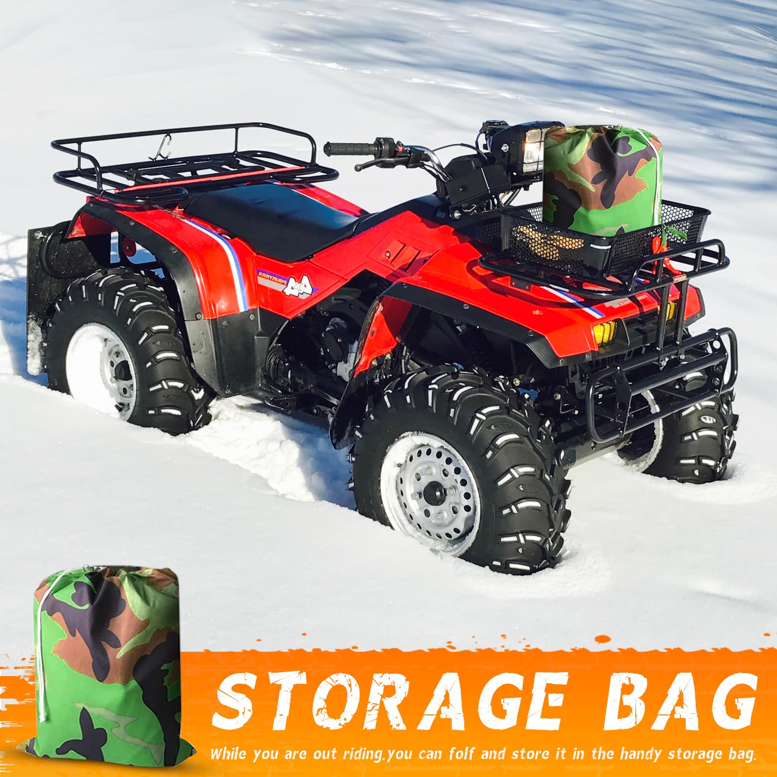 Tokept ATV Cover Waterproof Heavy Duty 4 Wheeler Cover Quad Cover All Season Weather Proof Outdoor UV Protection for Polaris Yam