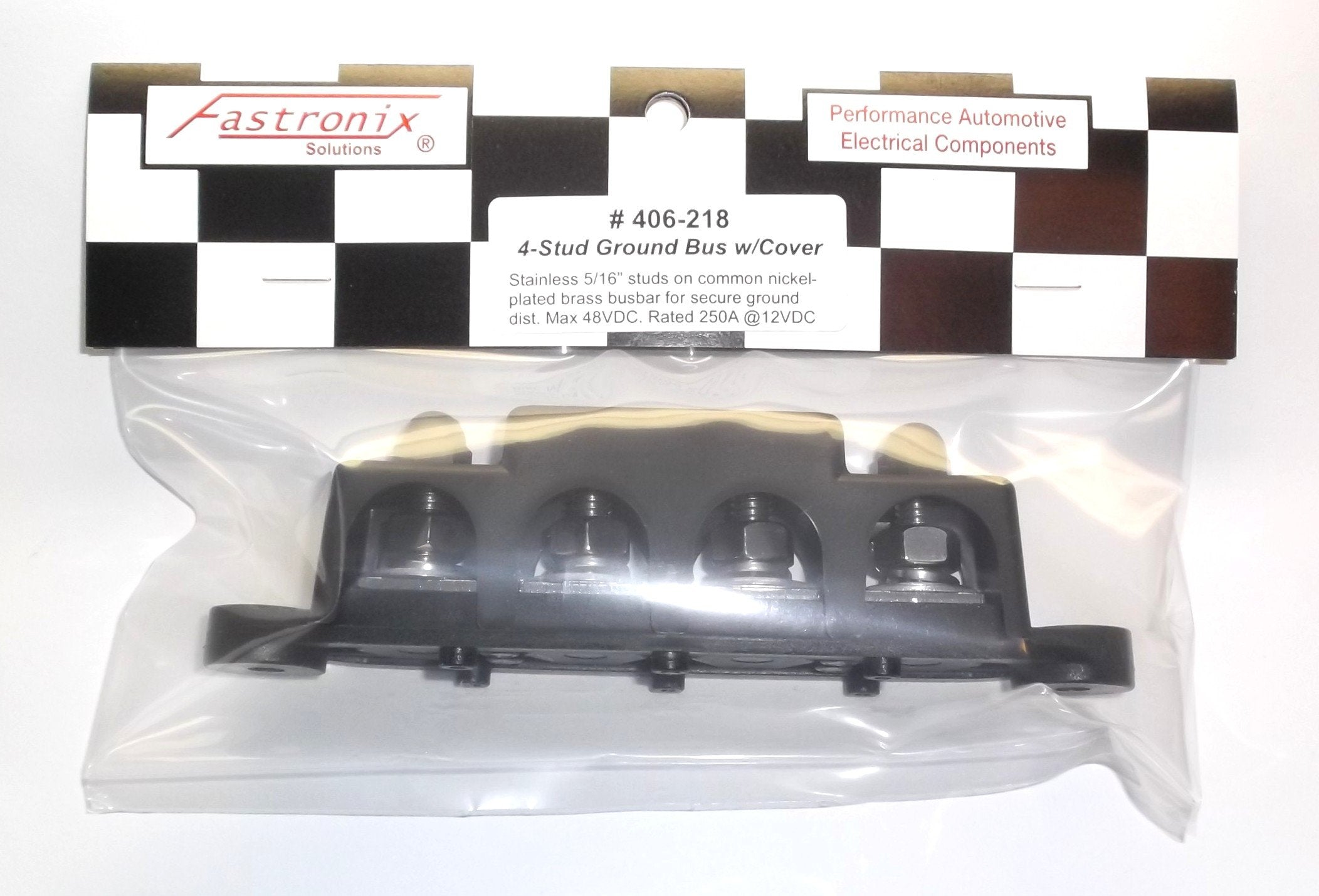 Fastronix 5/16'' 4 Stud Stainless Steel Ground Distribution Block With Cover