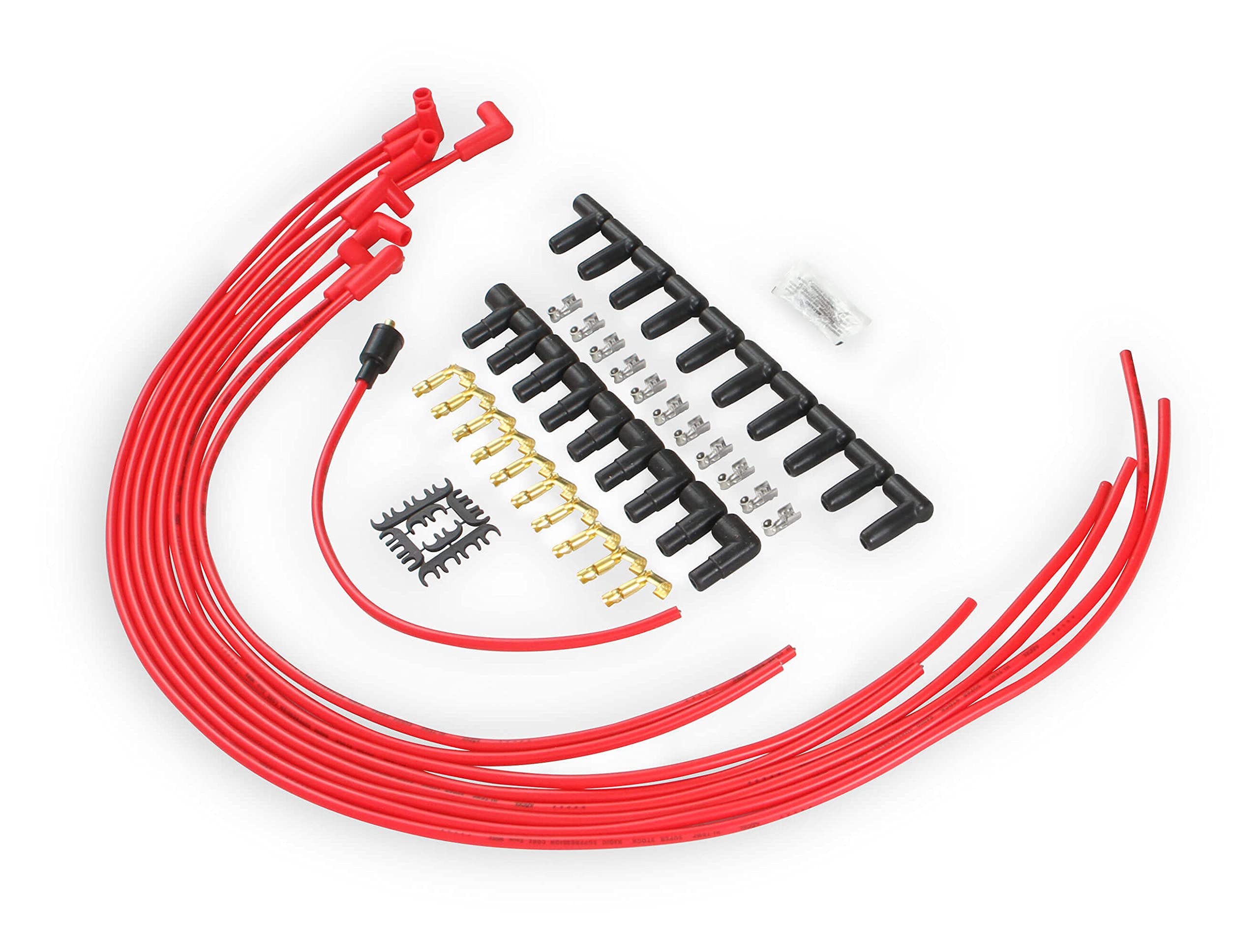 Accel 4041R Spark Plug Wire Set- 8Mm - Super Stock Universal With Graphite Core - Red Wire With Red 90 Degree Boots