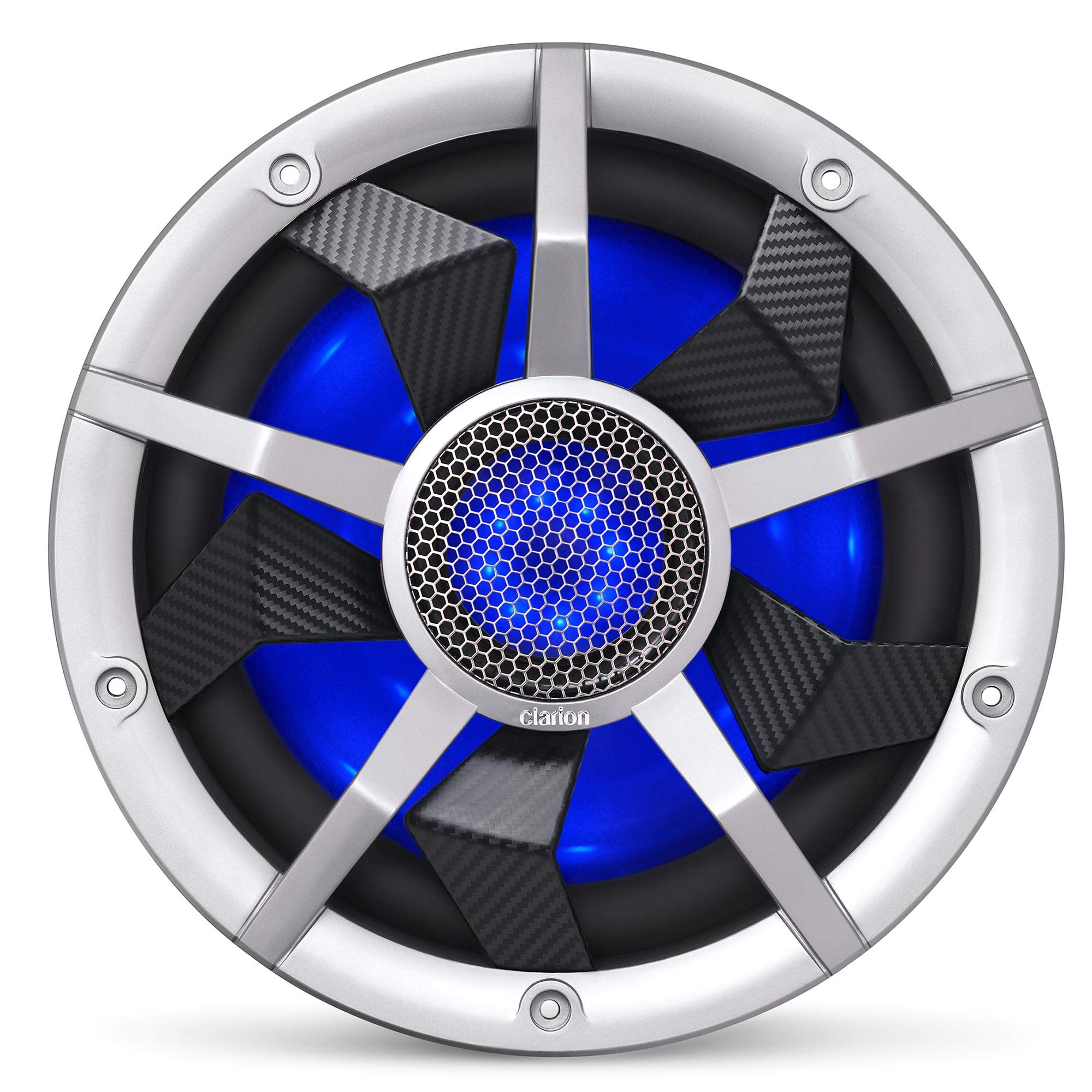 Clarion Cm2513Wl 10-Inch Marine Subwoofer 250W Rms Power Handling Dual 2 Ohm Voice Coils Built-In Rgb Illumination Includes Blac