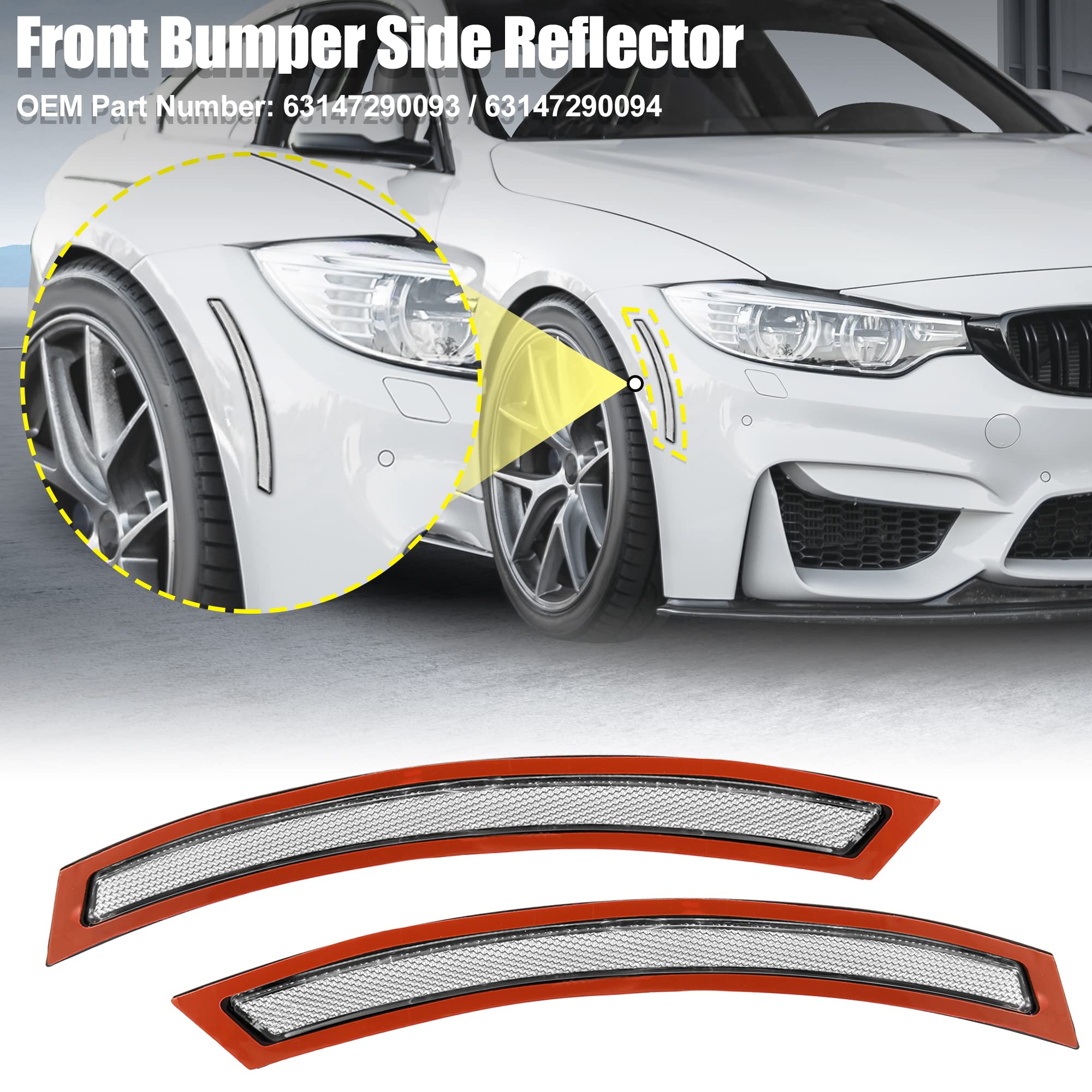 X AUTOHAUX Pair 63147290093 63147290094 Front Bumper Reflector Side Marker for BMW F15 F85 X5 M 2014-2017 Replace Original Refle