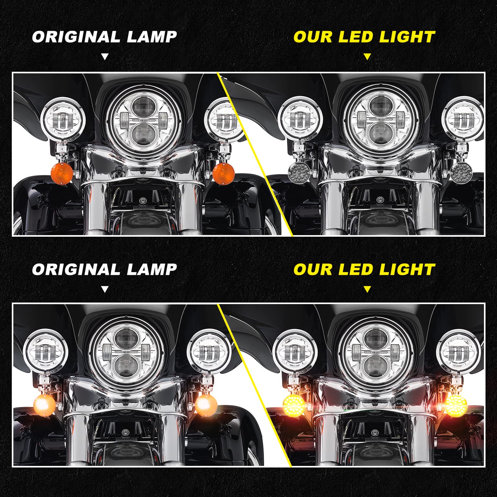 REALOVE 1157 Amber LED Turn Signal Lamp for Aley Motorcycle, 3-1/4 Inch, Polycarbonate, Black
