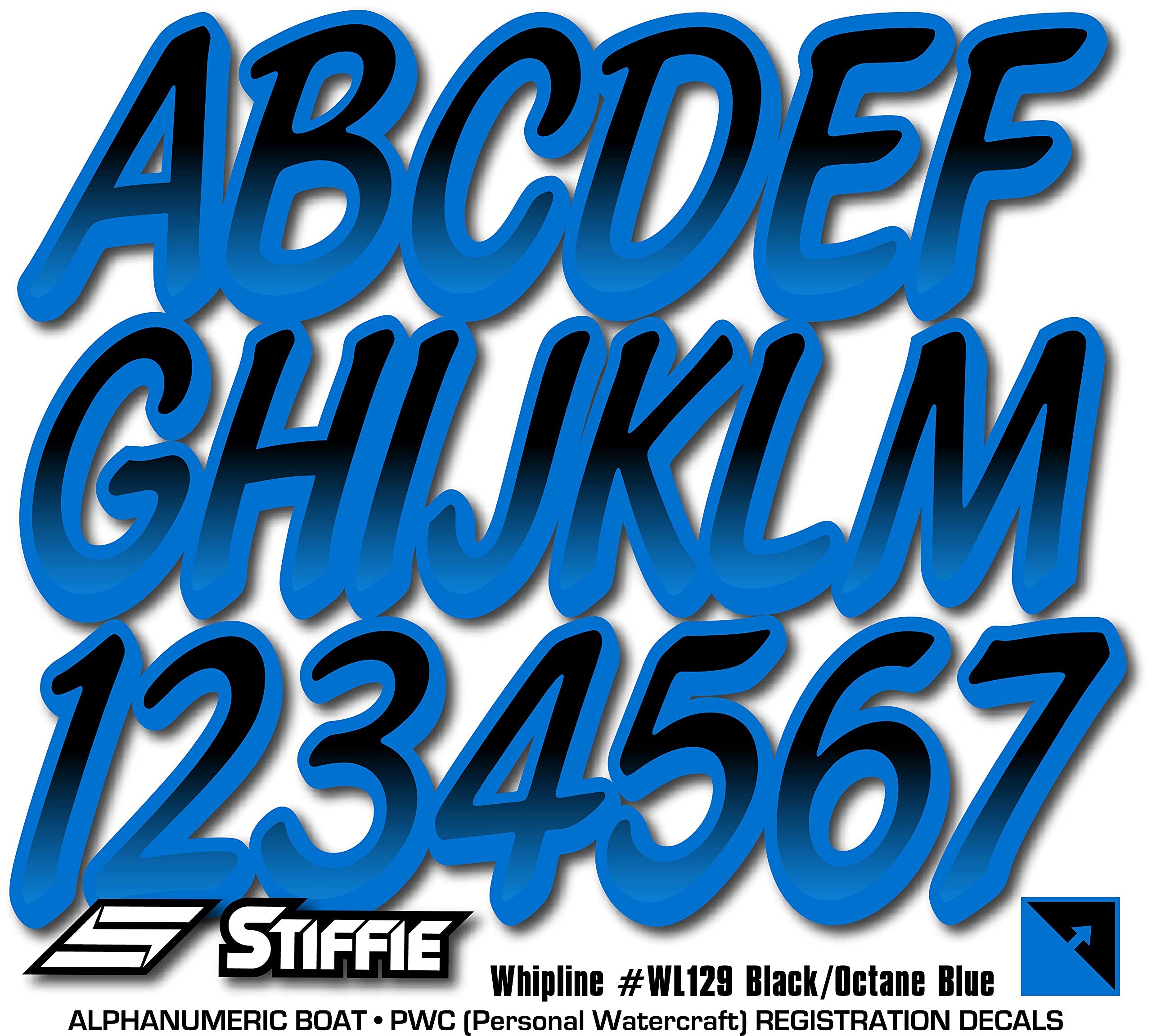 Stiffie Whipline Black/Octane 3 '' Boat & Pwc Registration Decals  Numbers Letters Stickers