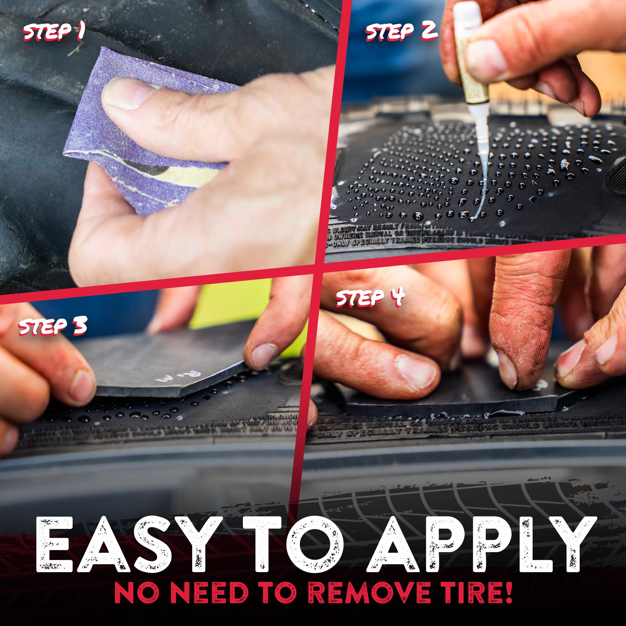 GlueTread Tractor Sidewall Tire Repair Kit | Off-Road Puncture Repair Anywhere No Need to Remove Tire | Enough Material to Patch