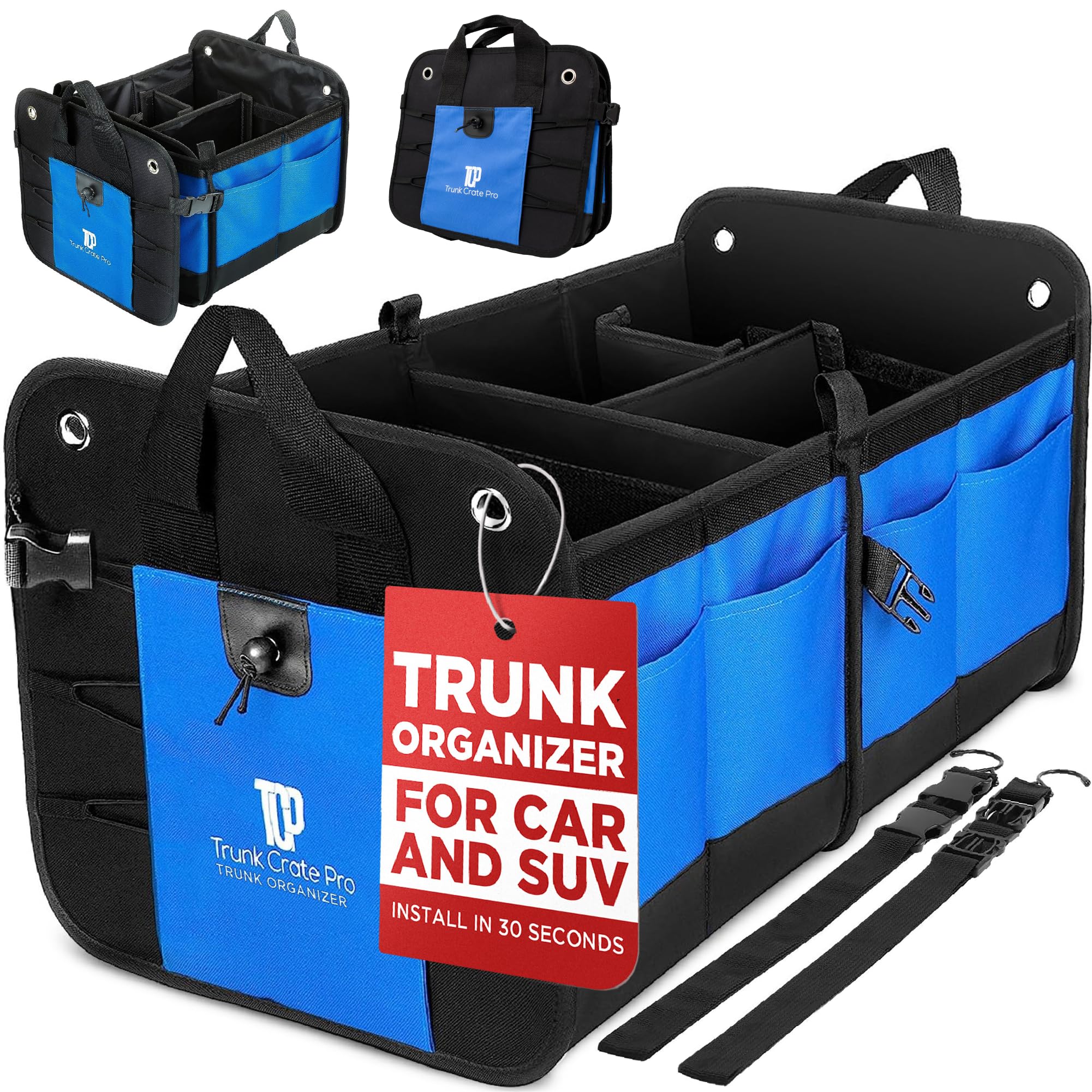 Trunkcratepro Car Trunk Organizers | Trunk Organizer, Car Storage Organizer - Premium Compartments Collapsible Portable Car Trun