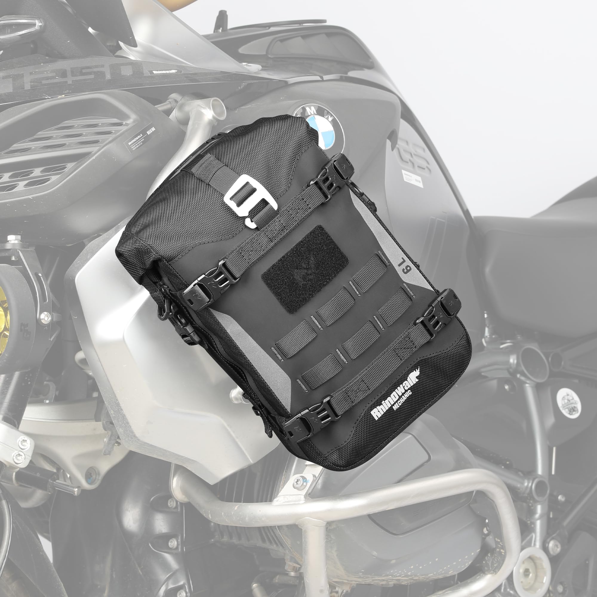 Rhinowalk Motorcycle Front Bumper Bag, Motorbike Side Bag Waterproof Motorcycle Saddle Pannier Tail Bag with MOLLE System Motor 