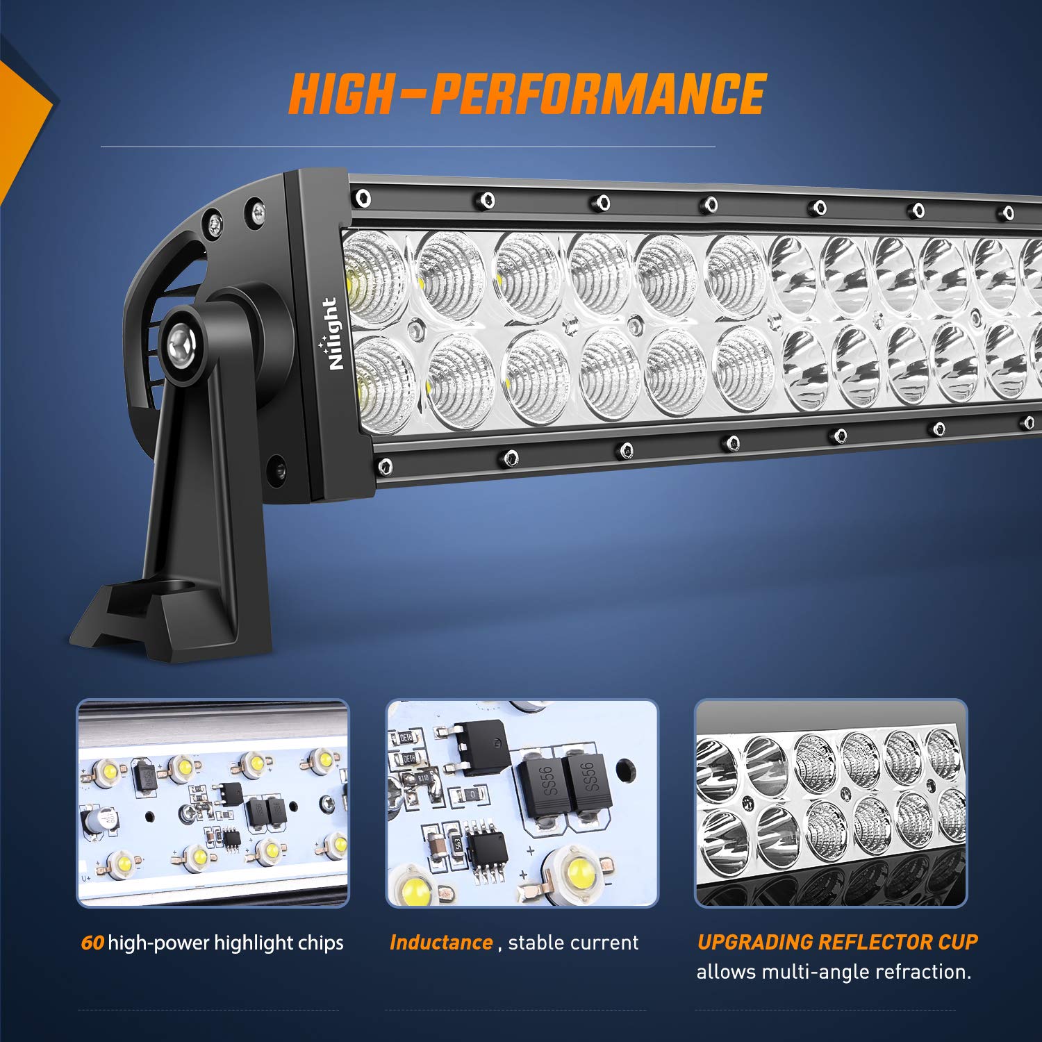Nilight Led Light Bar 32Inch 180W Spot Flood Combo Led Off Road Lights 12V 5Pin Rocker Switch Led Light Bar Wiring Harness Kit,