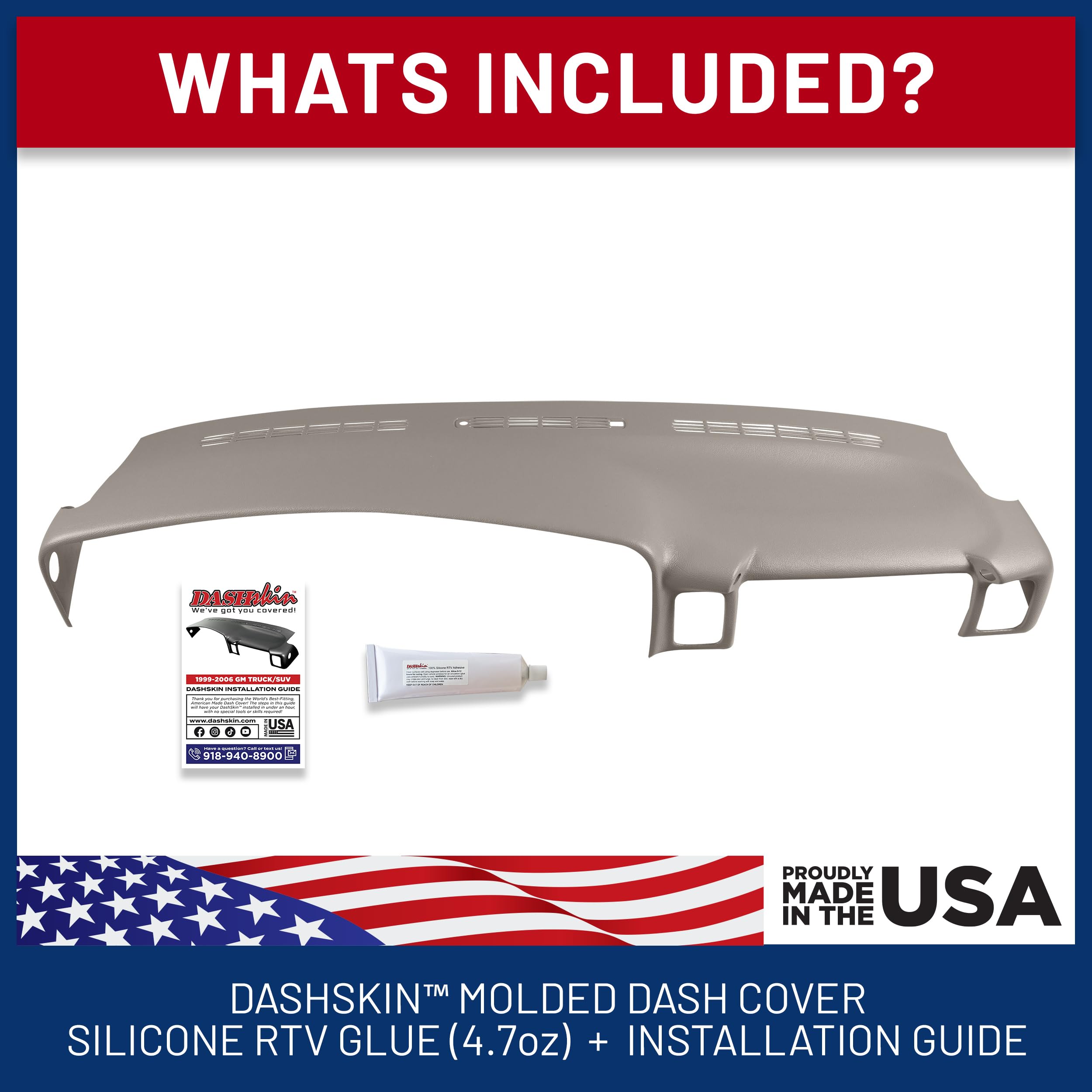 Dashskin Molded Dash Cover Cap Compatible With 2000-2006 Tahoe Suburban Yukon Avalanche & 1999-2006 Silverado Sierra In Medium N