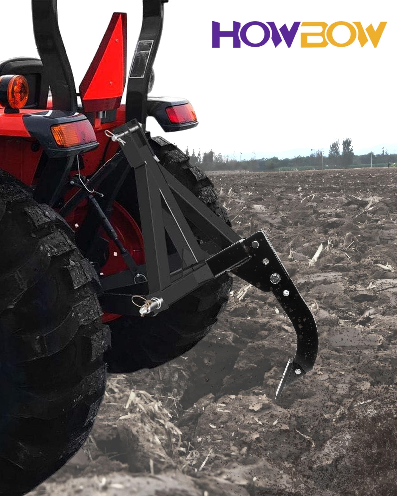 Hitch Mounted Trencher Fits 3 Point Hitch, Heavy Duty Subsoiler, Hitch Lawn Ripper For Atv/Utv Tractor, Updated Adjustable 16''