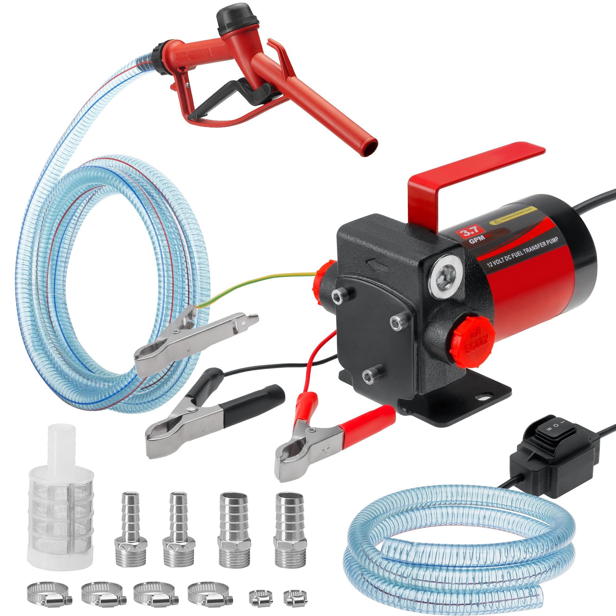 12V Dc Gasoline Fuel Pump Kit, Self-Priming Fuel Transfer Pump, Reversible Pumping, Overheat Protection, Explosion-Proof, Suitab