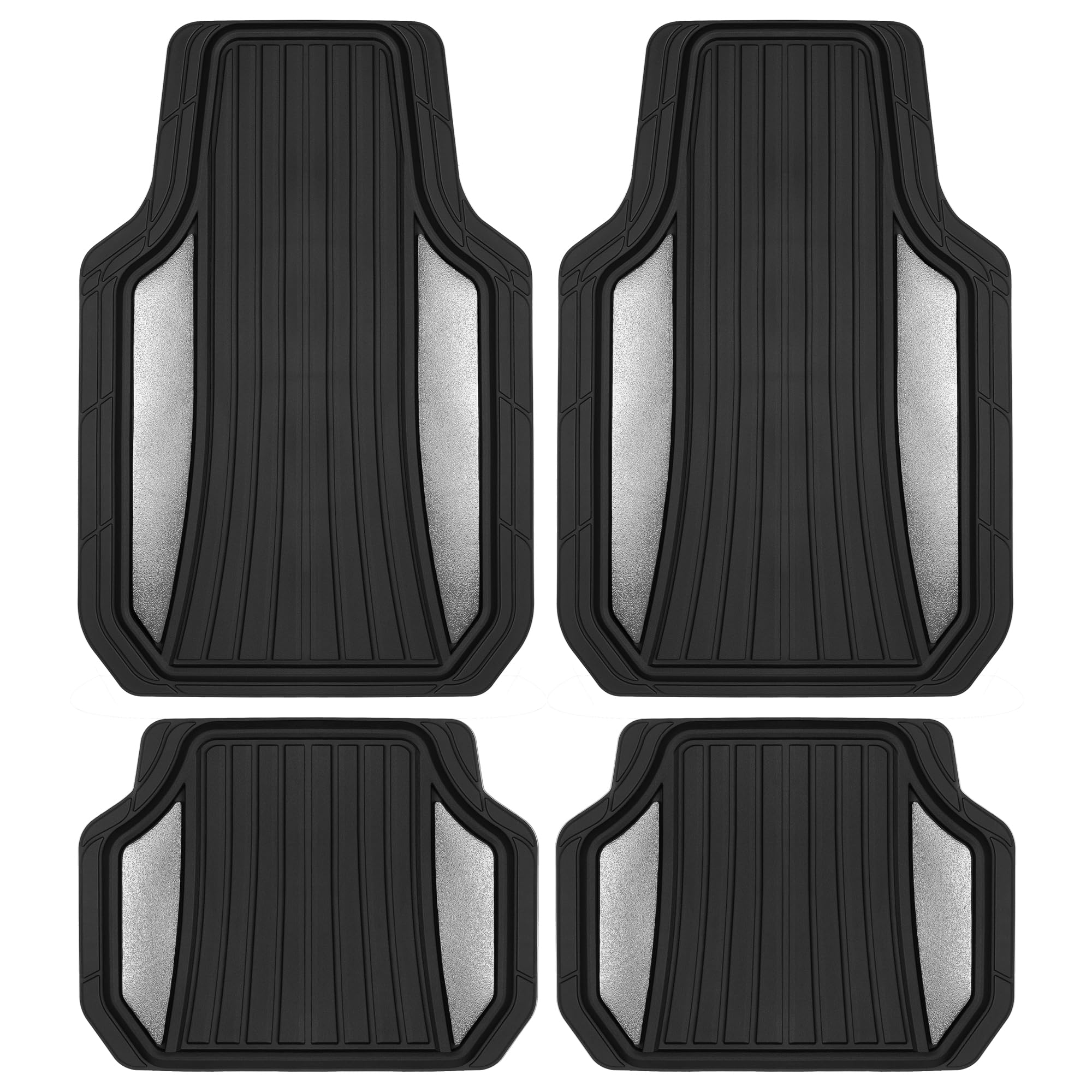 Motor Trend ChromeTech Car Floor Mats Full Set - Durable Rubber Floor Mats for Cars with Two Tone Accent, All Weather Interior P