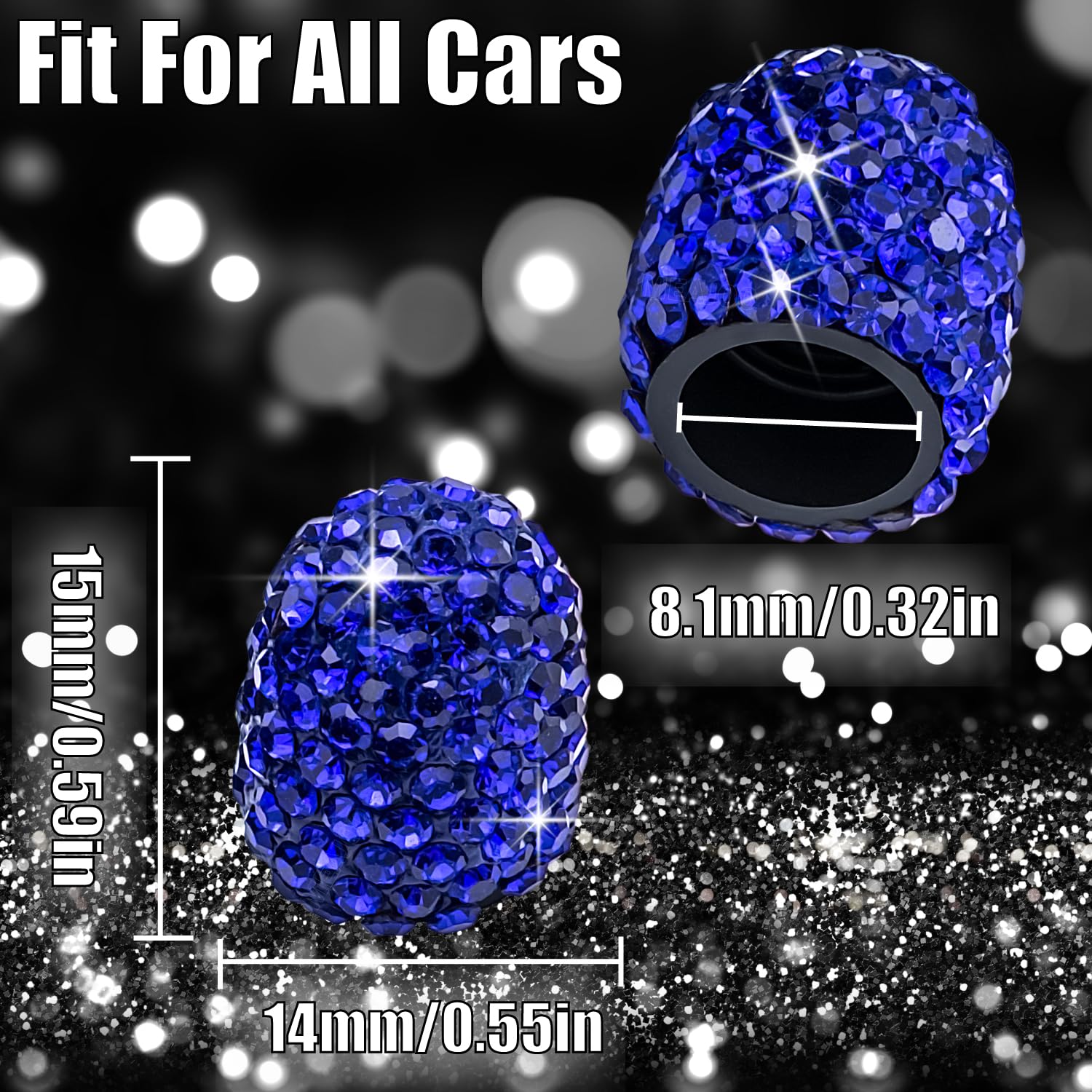 Meajoo 8Pcs Bling Crystal Diamond Tire Stem Valve Caps, Dustproof Car Wheel Tire Valve Caps Universal Tire Valve Stem Covers For