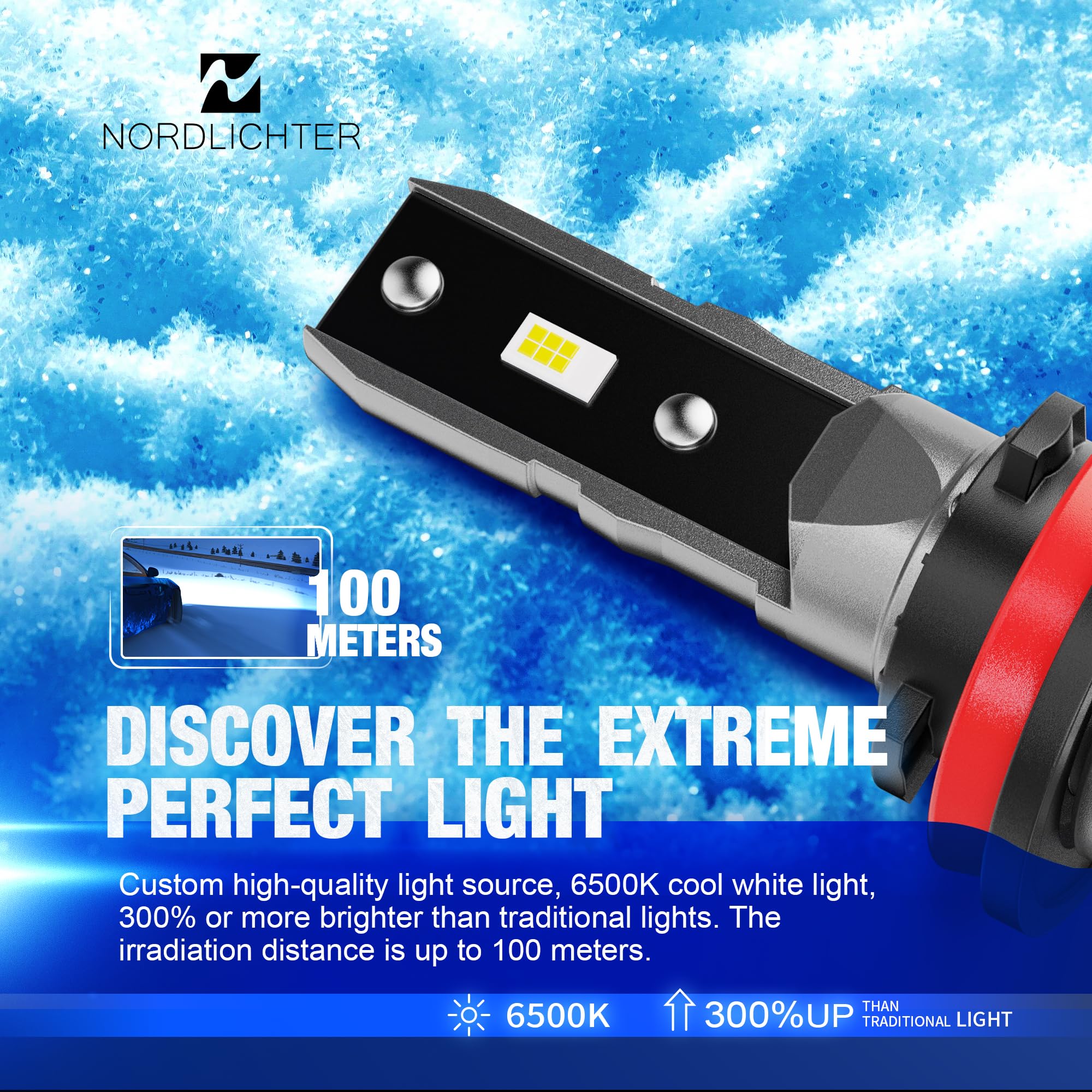 N Nordlichter H11 Bulbs, H11 Fog Light 300% Brightness 1:1 Mini Size 6500K Xenon White Fanless Wireless Bulbs For Car (Pack Of 2