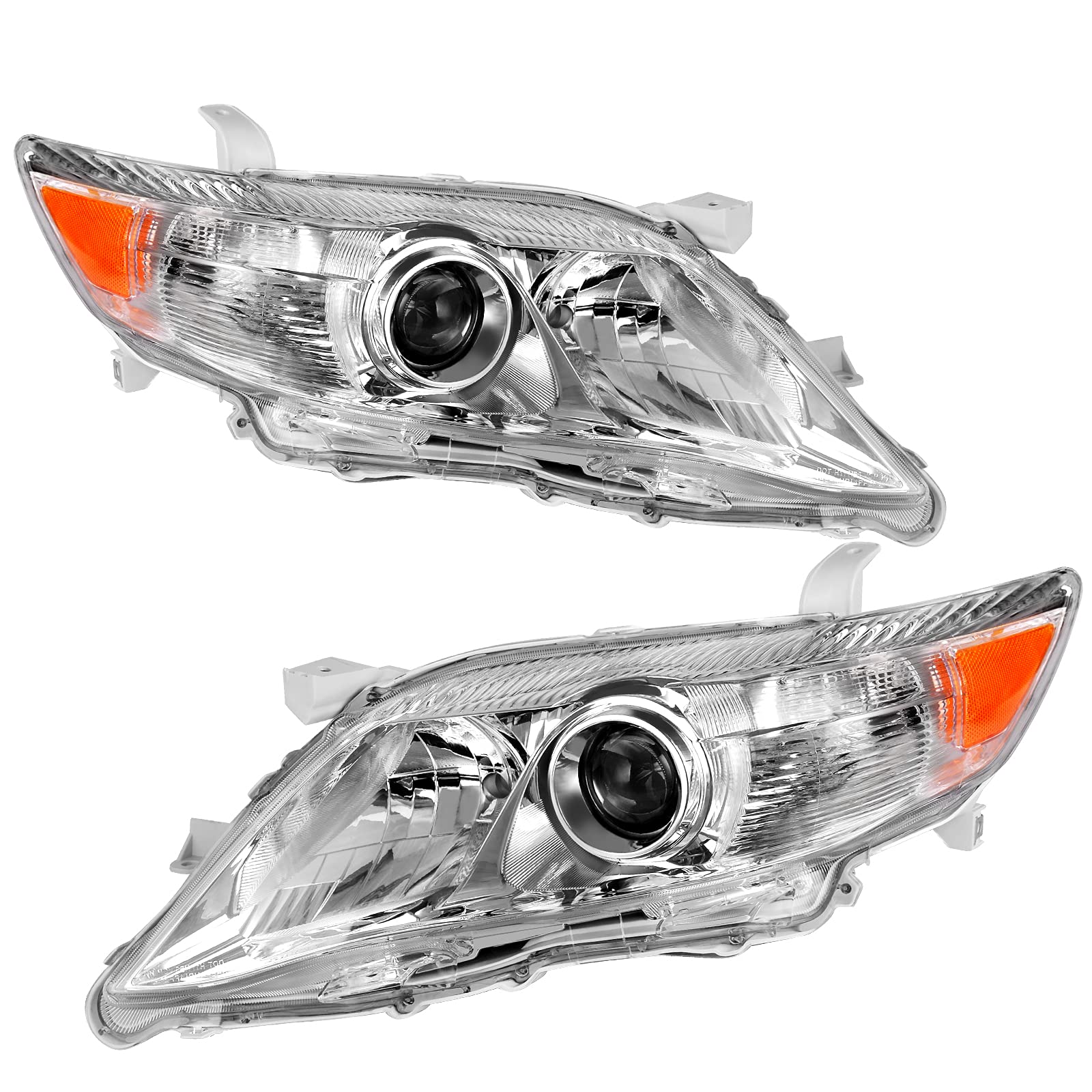 Autosaver88 Headlight Assembly Compatible With 2010-2011 Camry(Only Fit Hybrid Model) Chrome Housing Amber Reflector Projector H